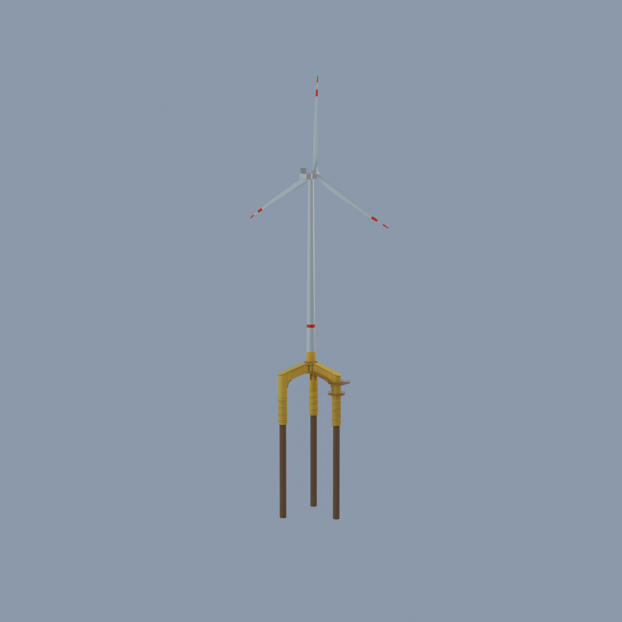 Wind turbine with Offshore Foundation V1 H-175 RD 172m animation Low-poly 3D model_41