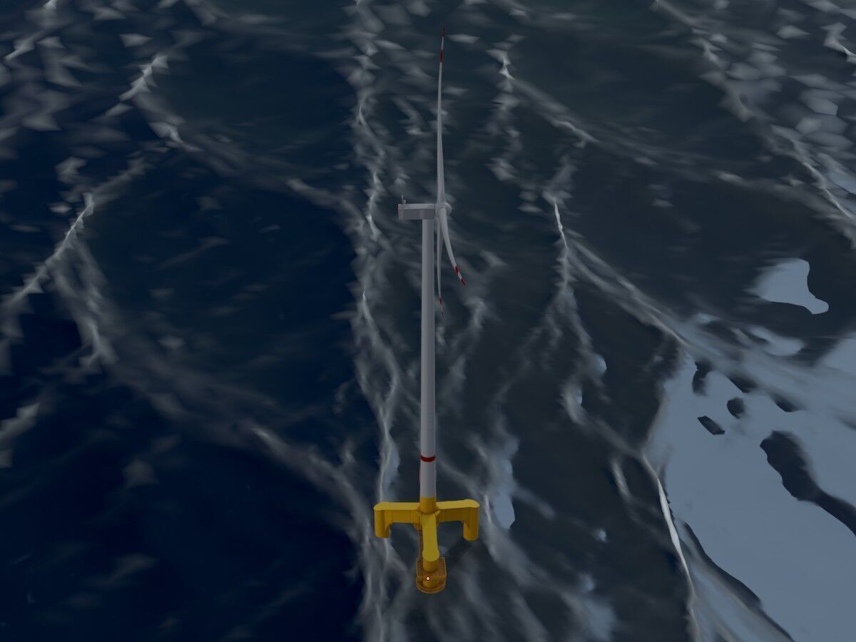 Wind turbine with Offshore Foundation V1 H-175 RD 172m animation Low-poly 3D model_16