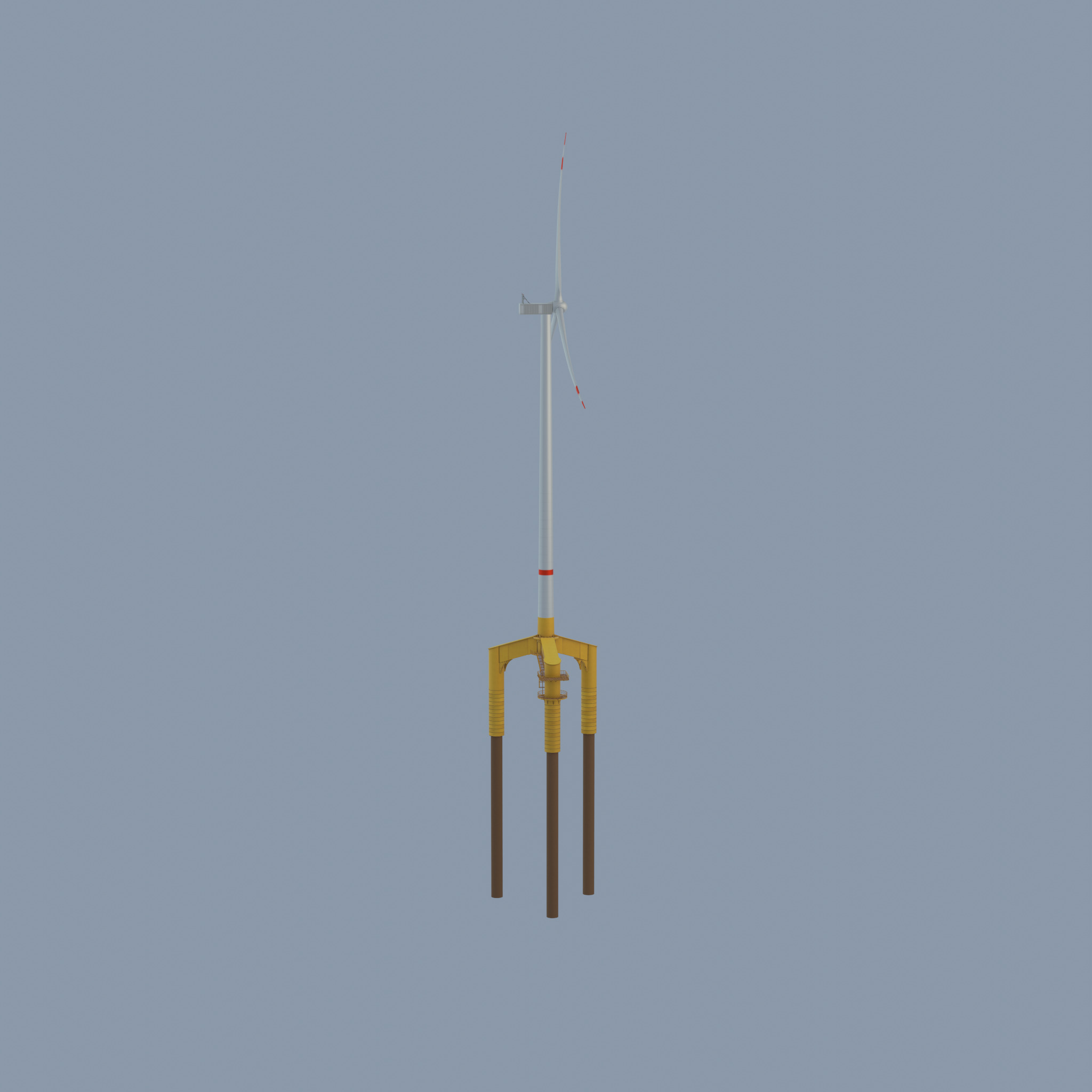 Wind turbine with Offshore Foundation V1 H-175 RD 172m animation Low-poly 3D model_48