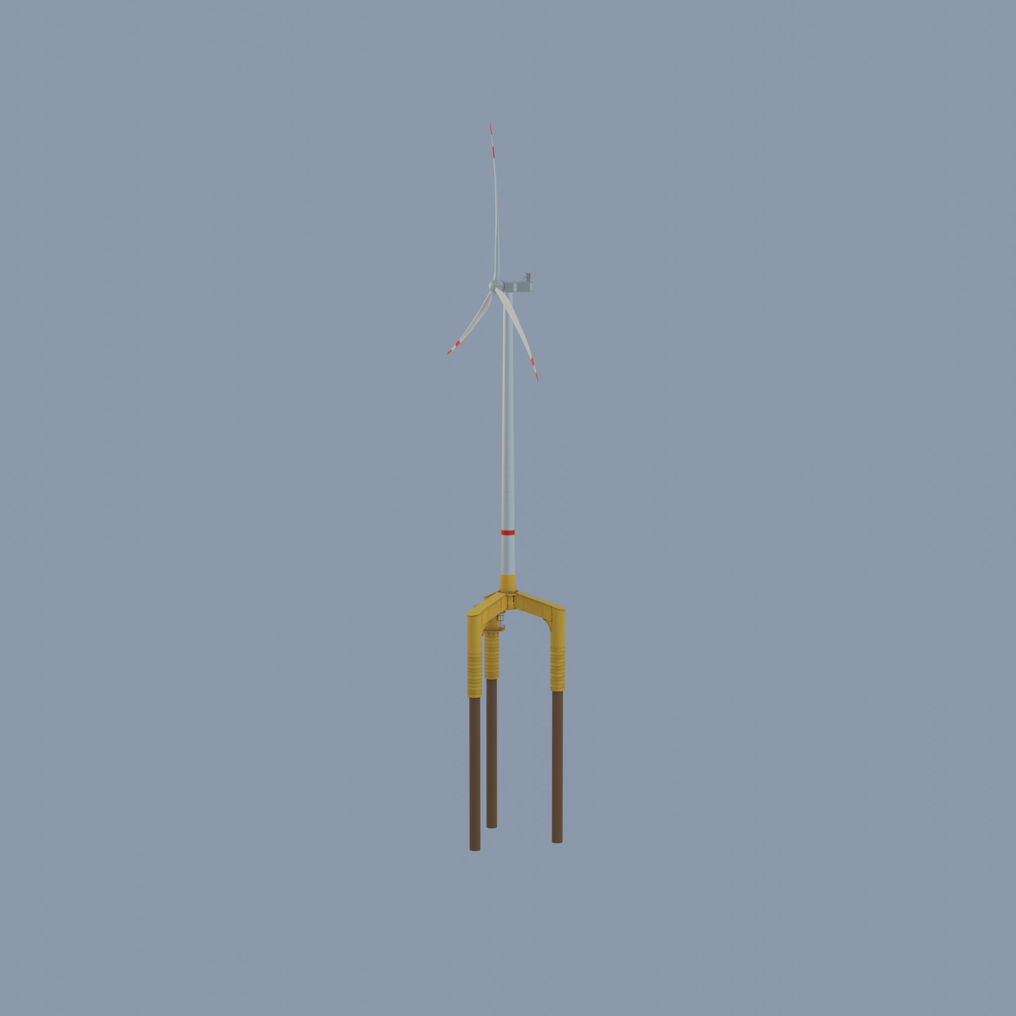 Wind turbine with Offshore Foundation V1 H-175 RD 172m animation Low-poly 3D model_22