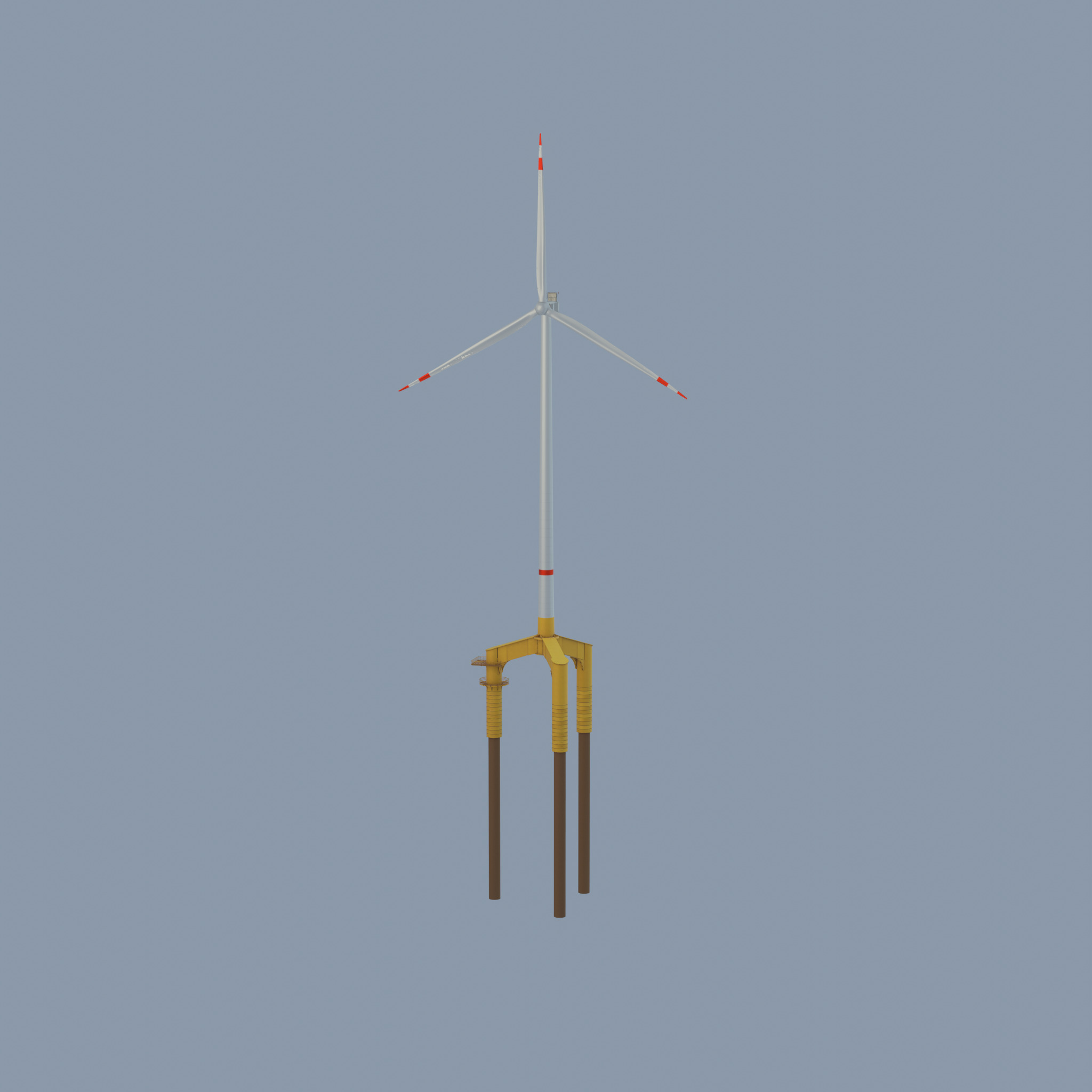 Wind turbine with Offshore Foundation V1 H-175 RD 172m animation Low-poly 3D model_63