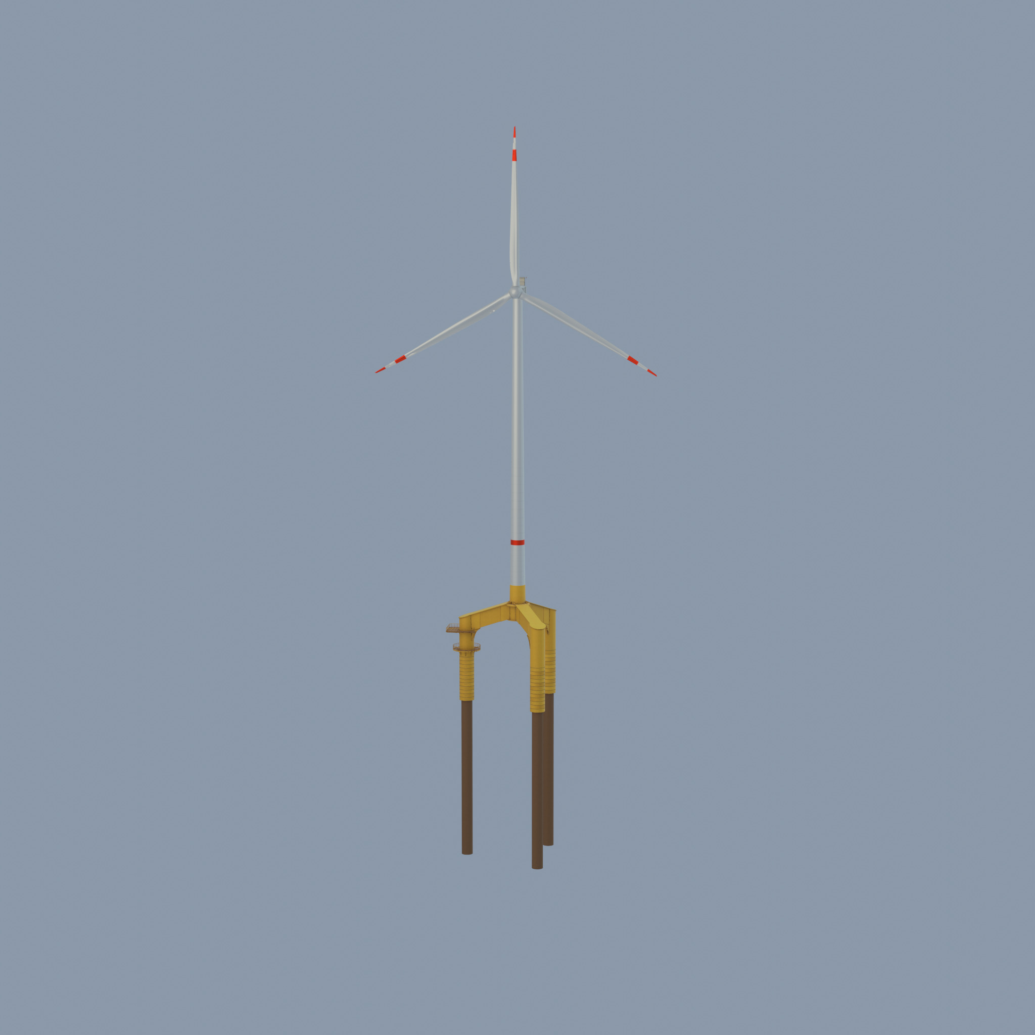 Wind turbine with Offshore Foundation V1 H-175 RD 172m animation Low-poly 3D model_62