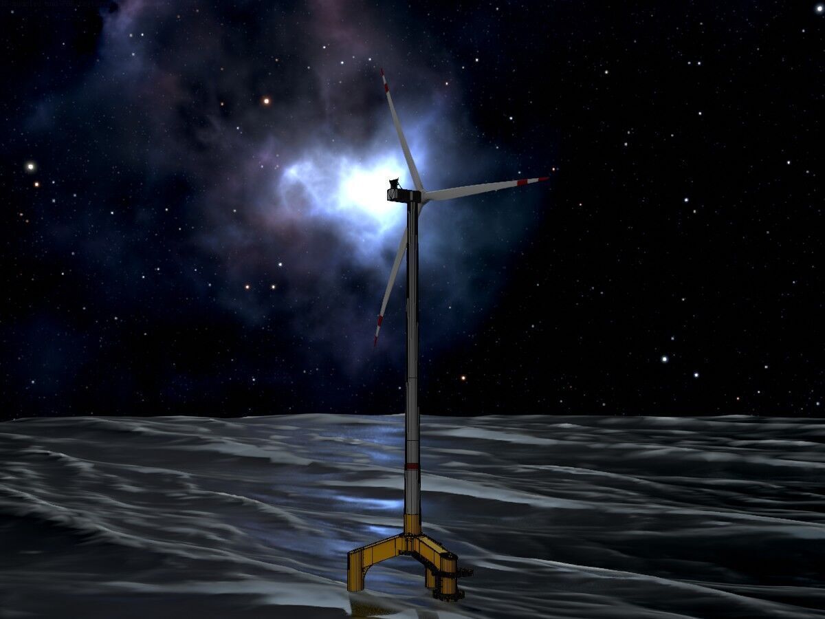 Wind turbine with Offshore Foundation V1 H-175 RD 172m animation Low-poly 3D model_7