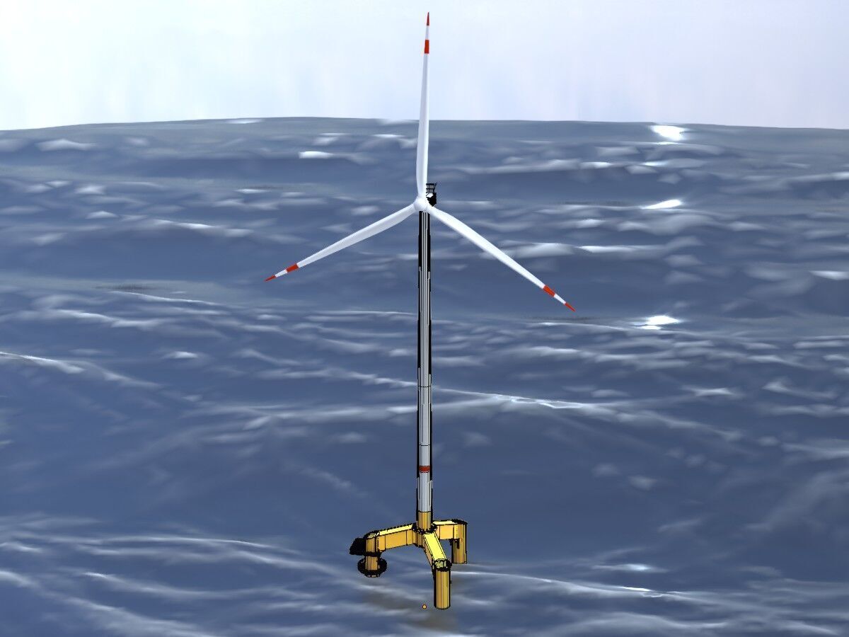 Wind turbine with Offshore Foundation V1 H-175 RD 172m animation Low-poly 3D model_5