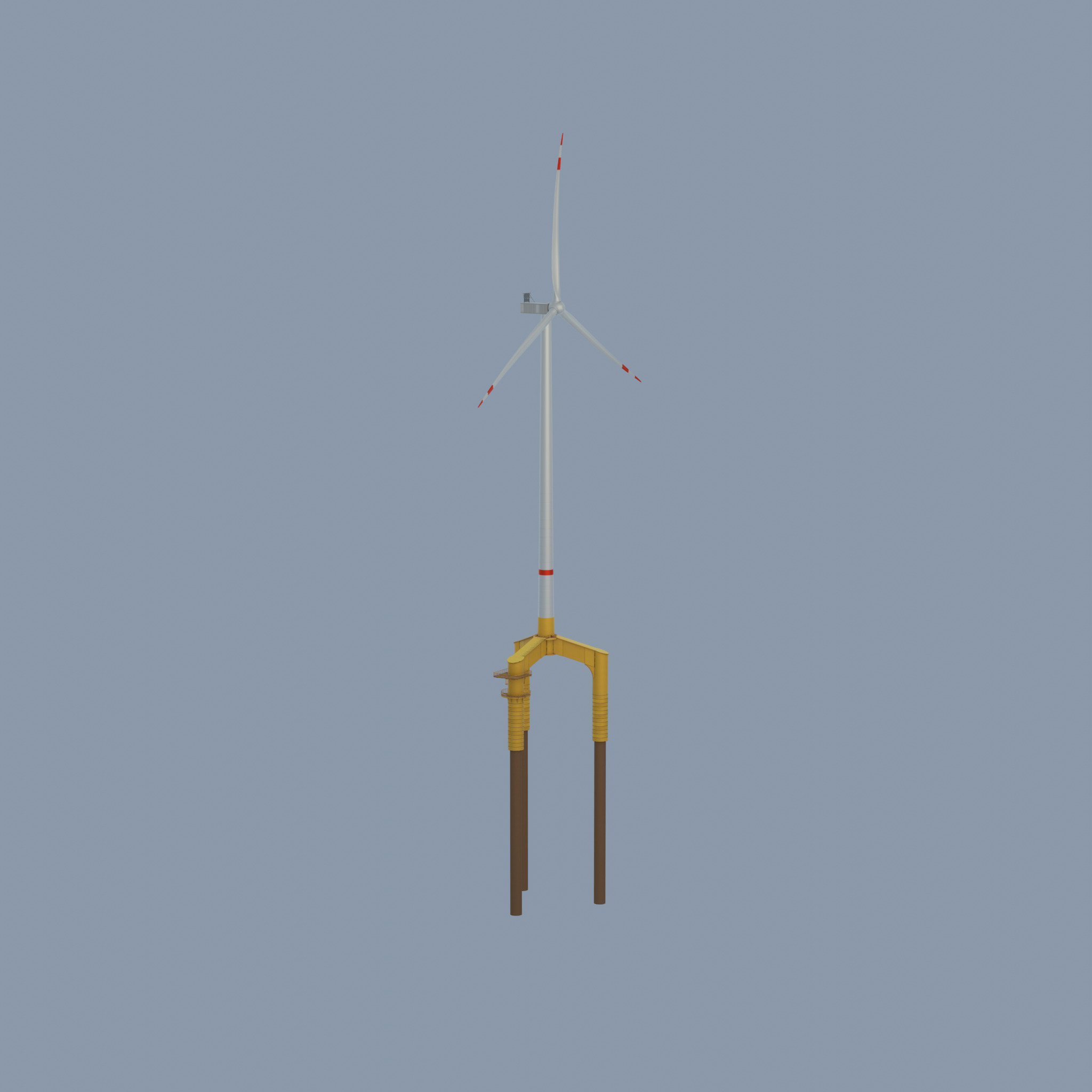 Wind turbine with Offshore Foundation V1 H-175 RD 172m animation Low-poly 3D model_53