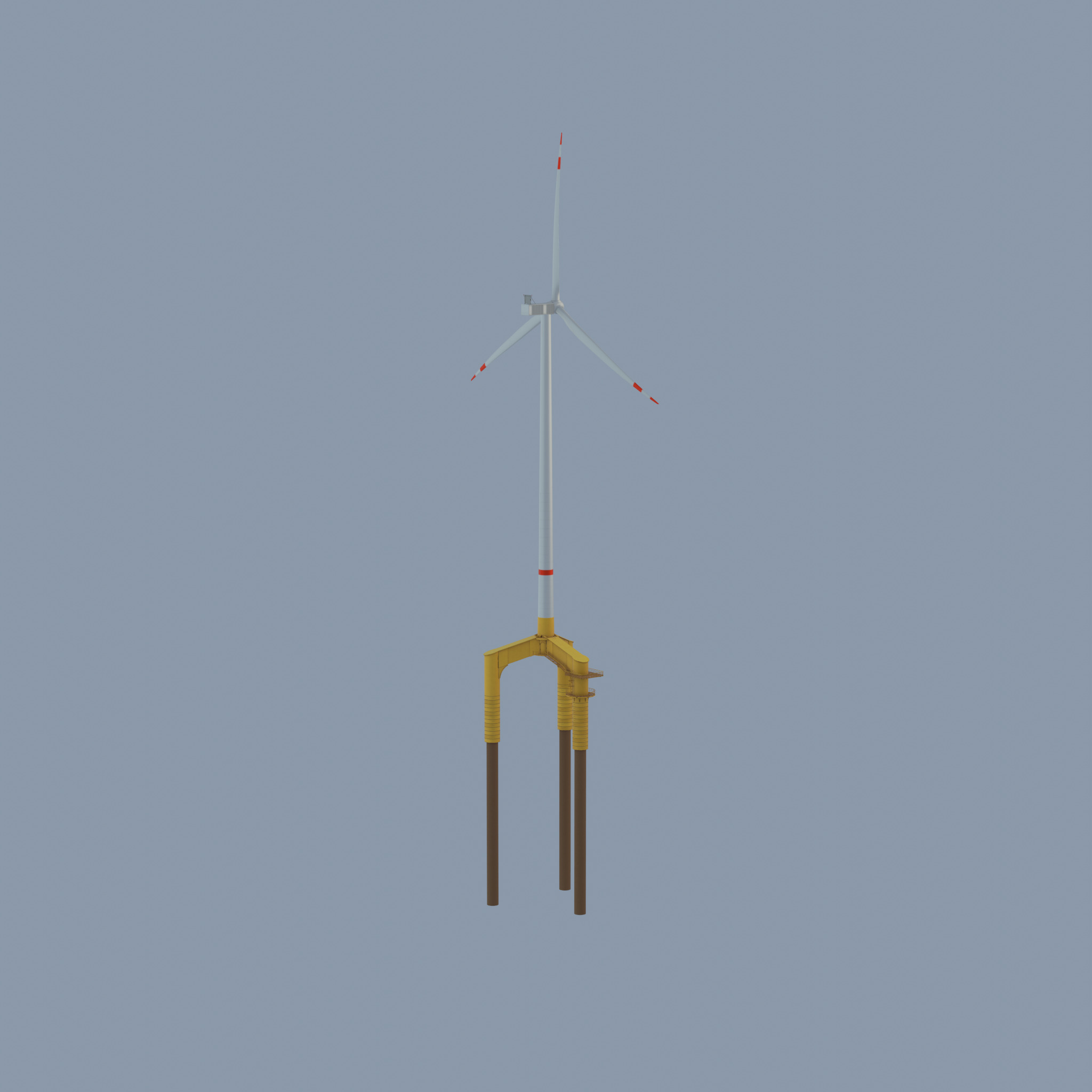 Wind turbine with Offshore Foundation V1 H-175 RD 172m animation Low-poly 3D model_44