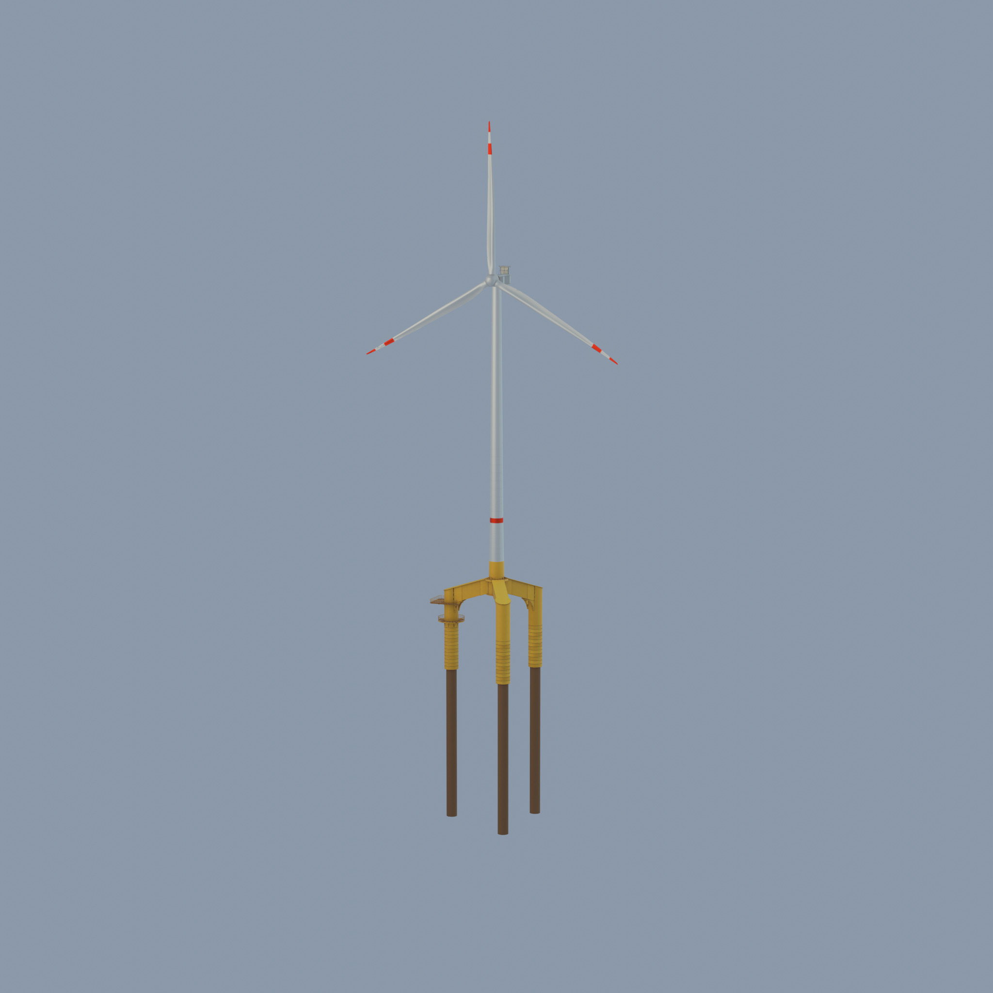 Wind turbine with Offshore Foundation V1 H-175 RD 172m animation Low-poly 3D model_54
