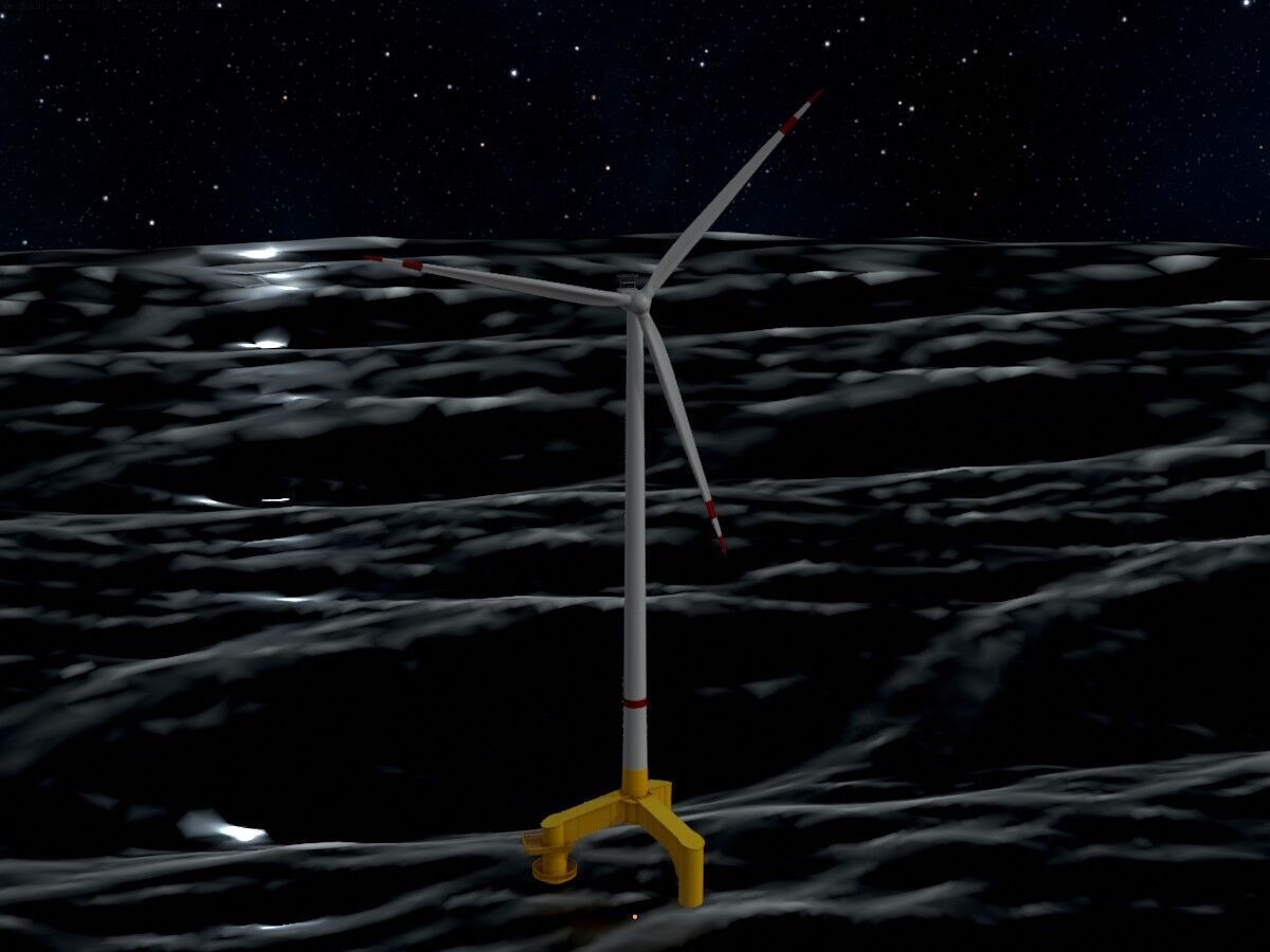 Wind turbine with Offshore Foundation V1 H-175 RD 172m animation Low-poly 3D model_17