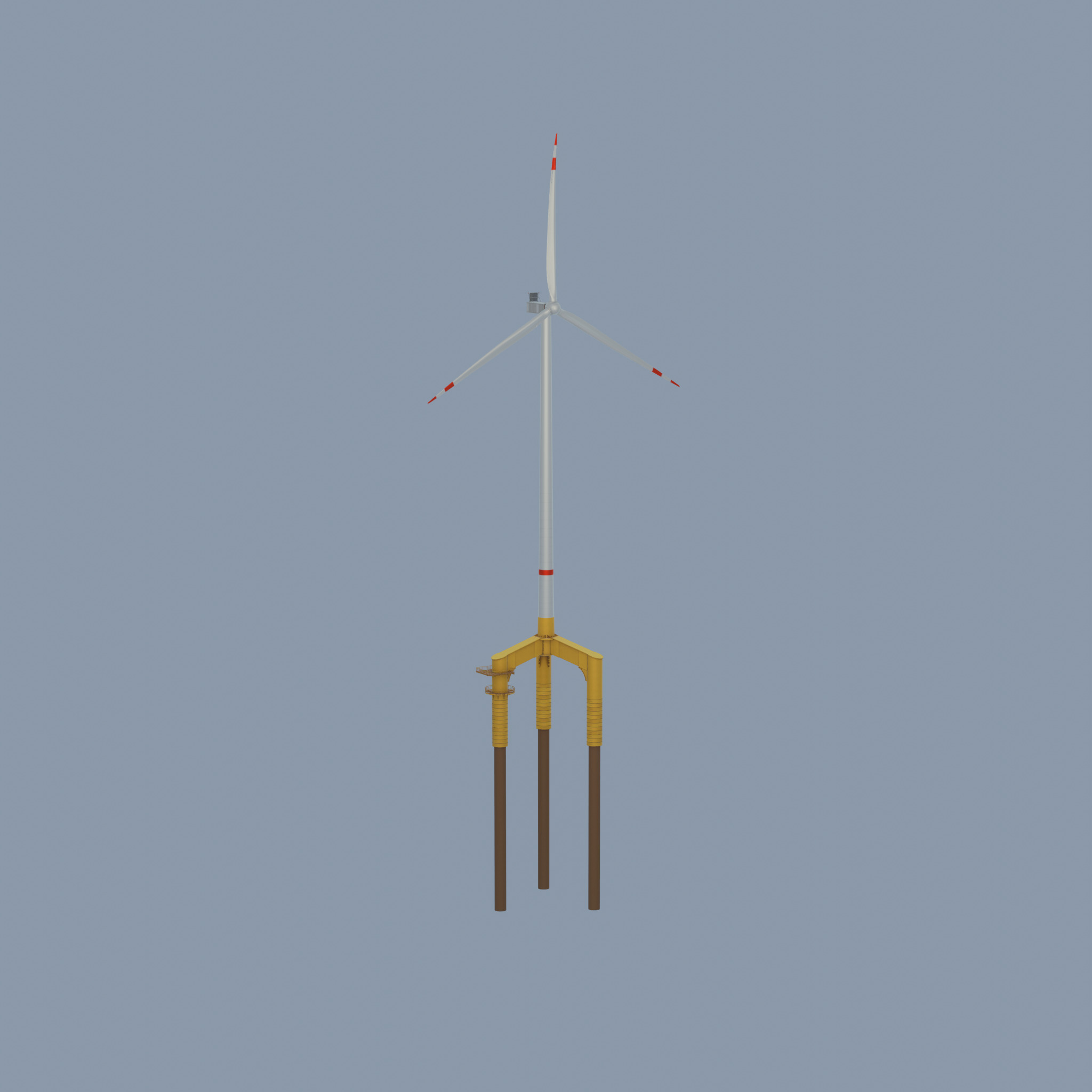Wind turbine with Offshore Foundation V1 H-175 RD 172m animation Low-poly 3D model_57