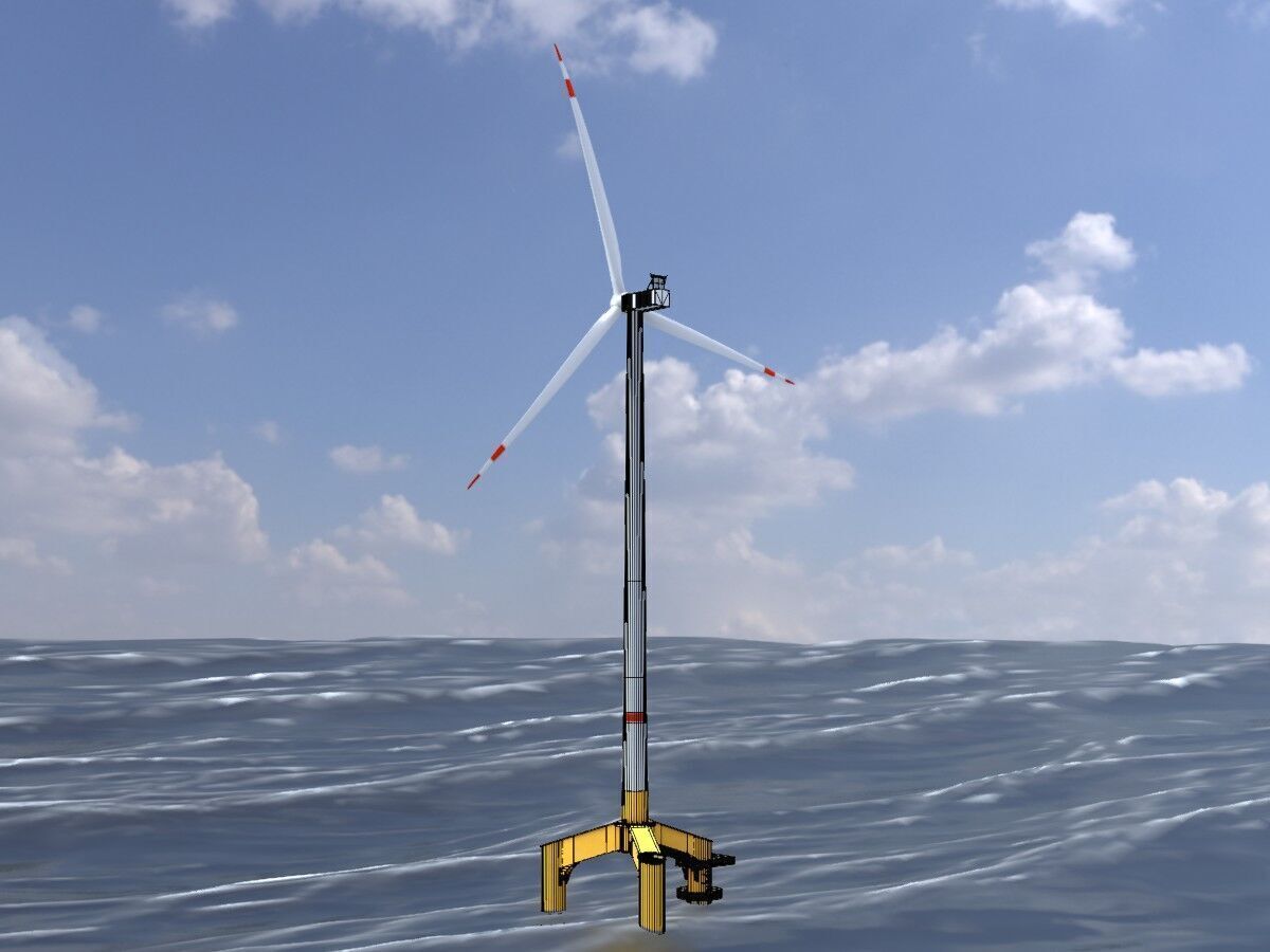 Wind turbine with Offshore Foundation V1 H-175 RD 172m animation Low-poly 3D model_6