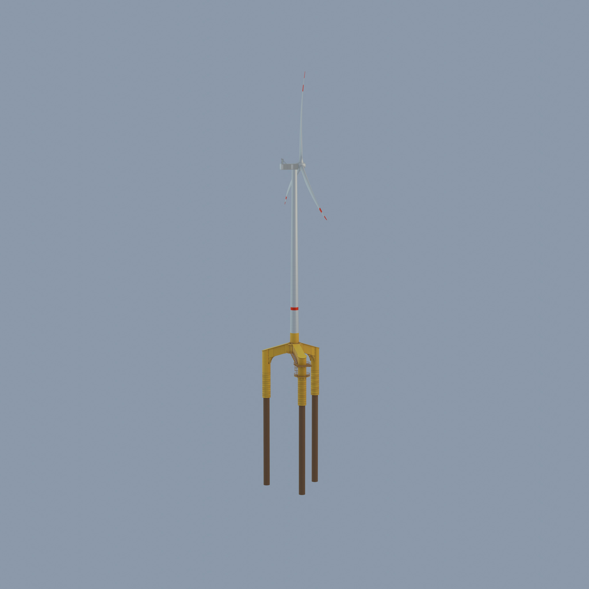 Wind turbine with Offshore Foundation V1 H-175 RD 172m animation Low-poly 3D model_47