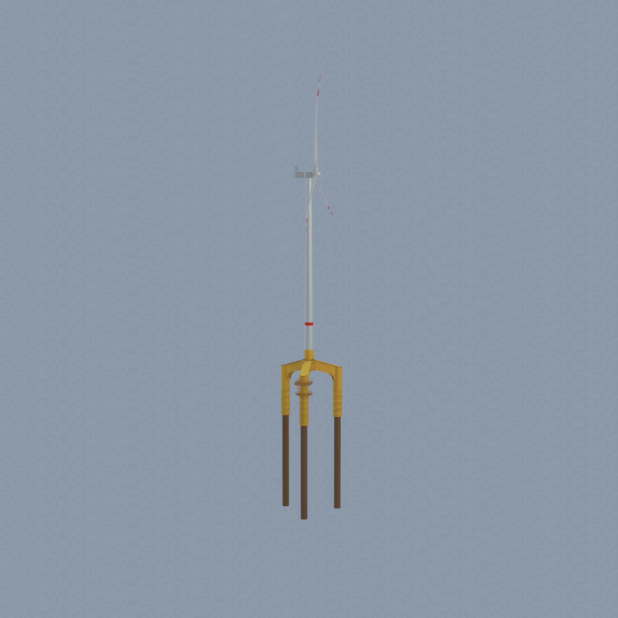 Wind turbine with Offshore Foundation V1 H-175 RD 172m animation Low-poly 3D model_50