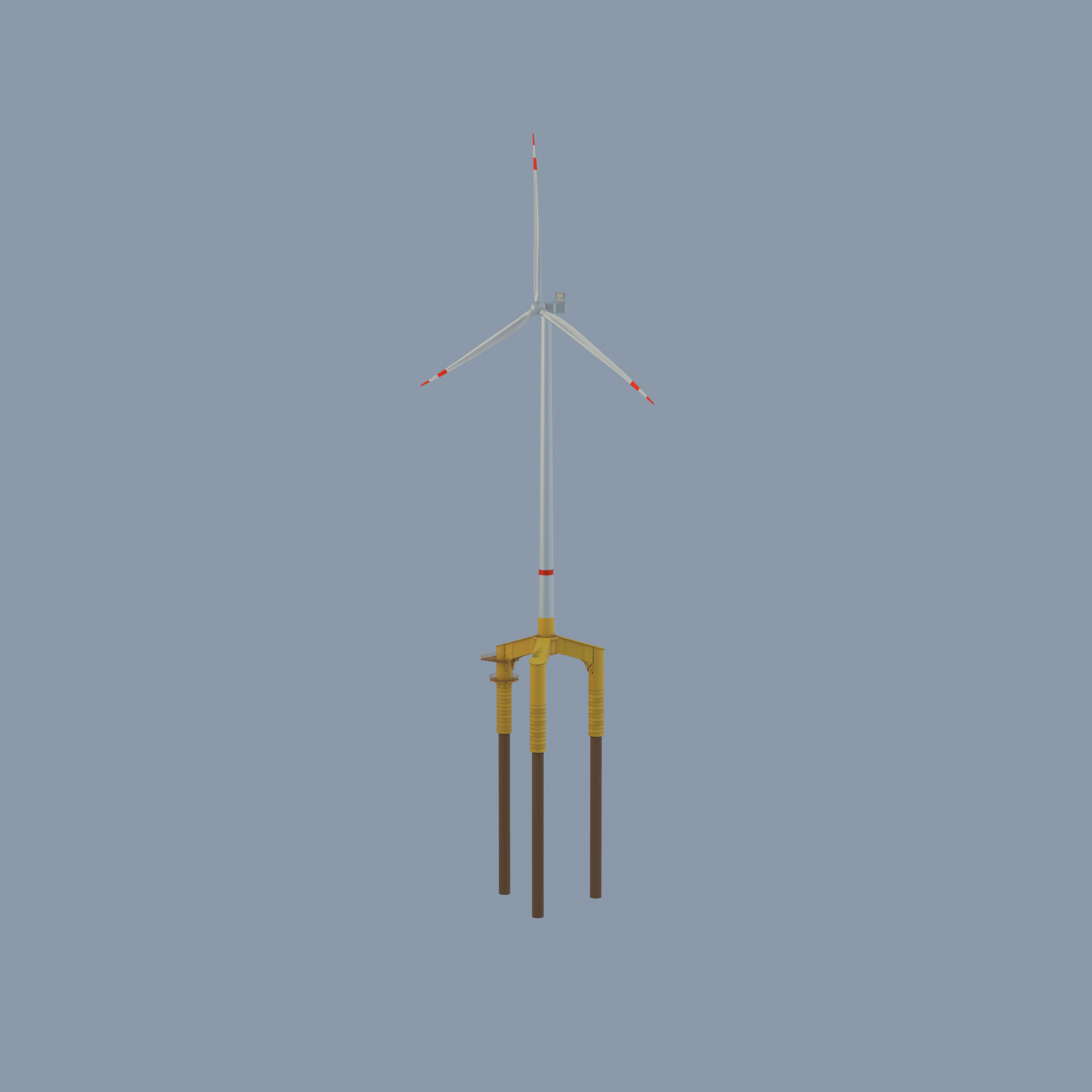 Wind turbine with Offshore Foundation V1 H-175 RD 172m animation Low-poly 3D model_67