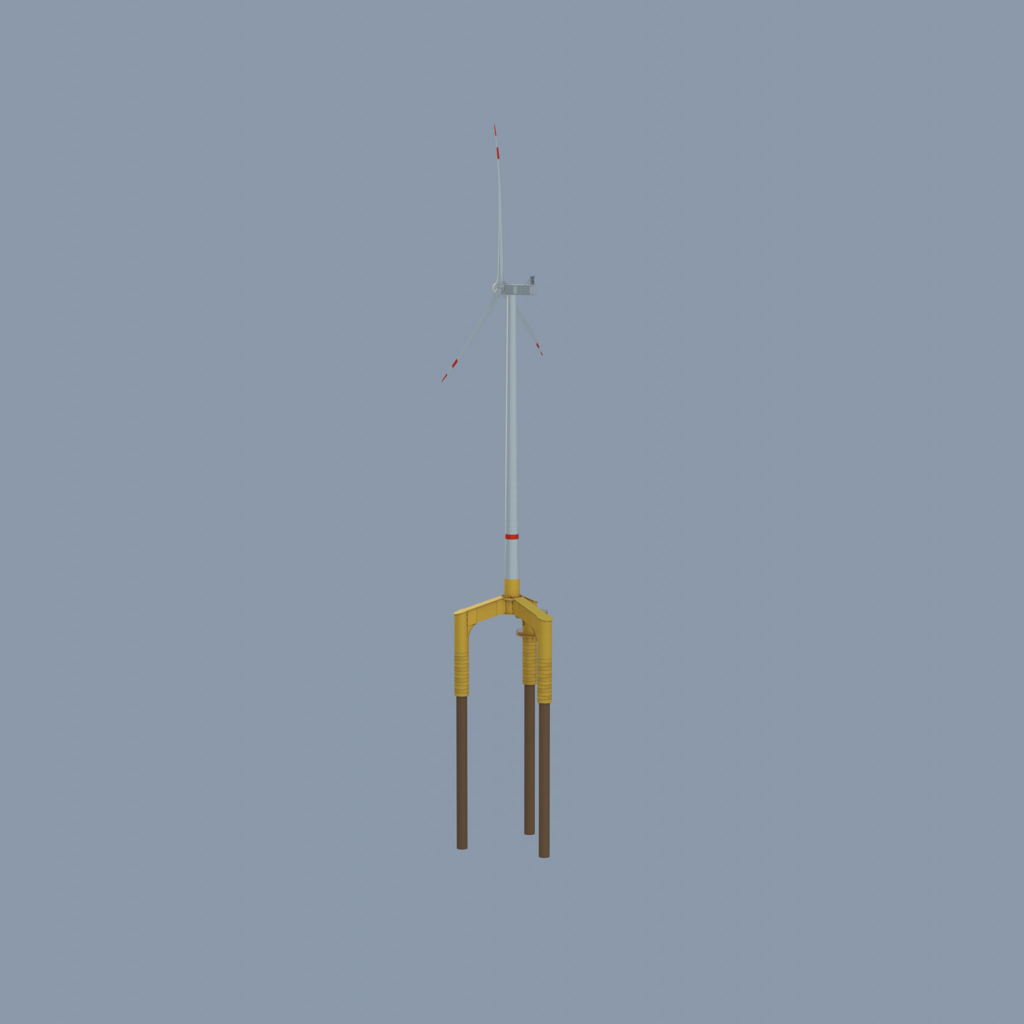 Wind turbine with Offshore Foundation V1 H-175 RD 172m animation Low-poly 3D model_27