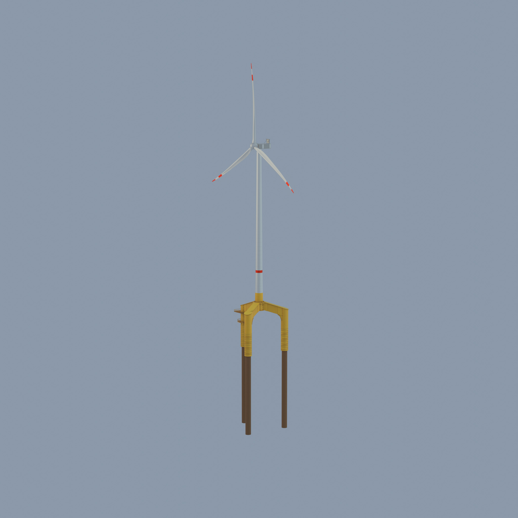 Wind turbine with Offshore Foundation V1 H-175 RD 172m animation Low-poly 3D model_69