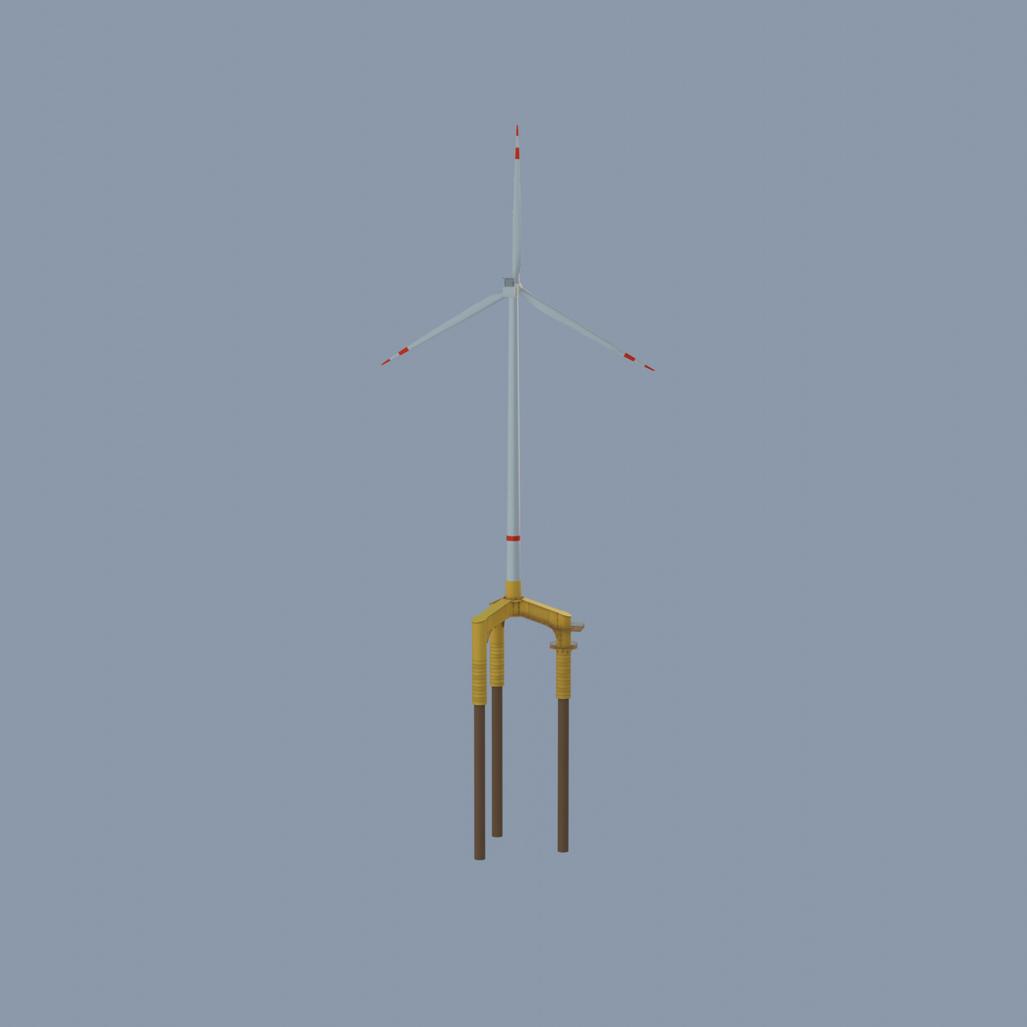 Wind turbine with Offshore Foundation V1 H-175 RD 172m animation Low-poly 3D model_38