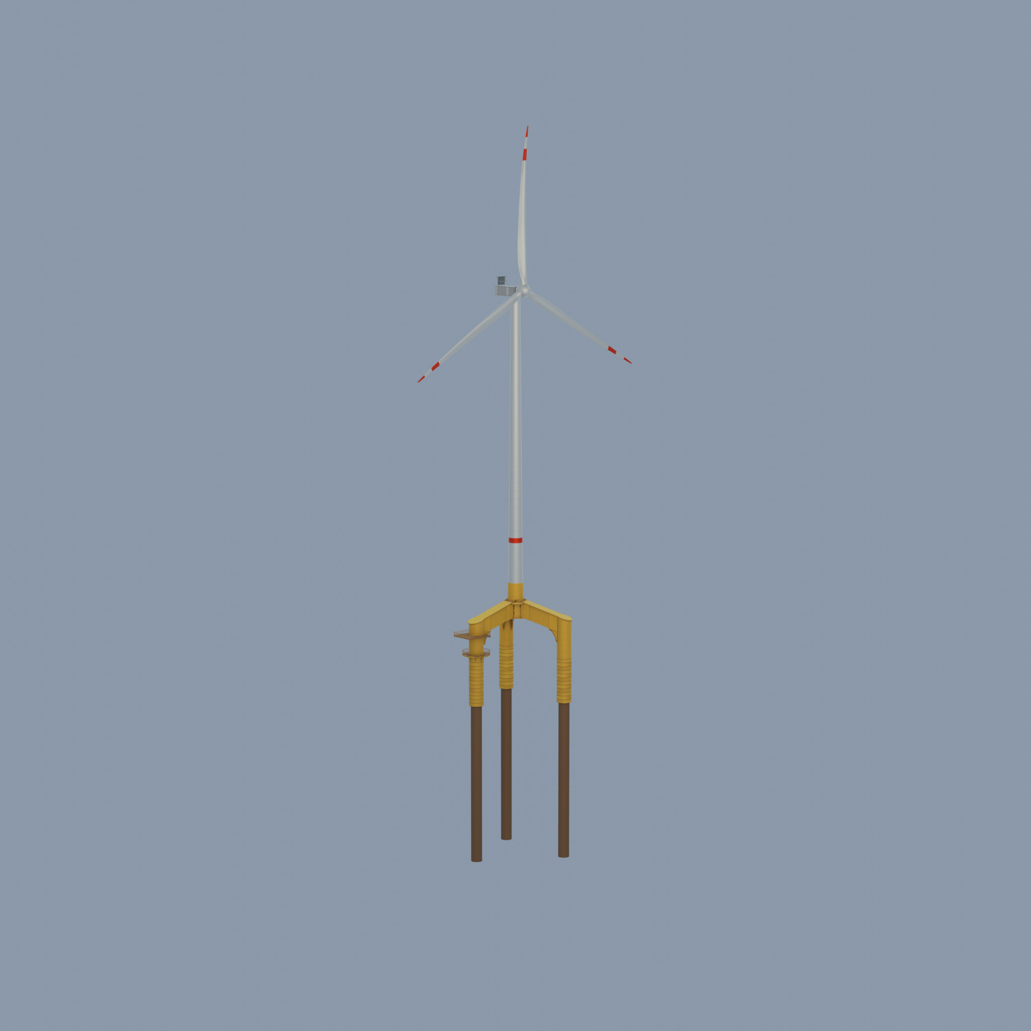 Wind turbine with Offshore Foundation V1 H-175 RD 172m animation Low-poly 3D model_56