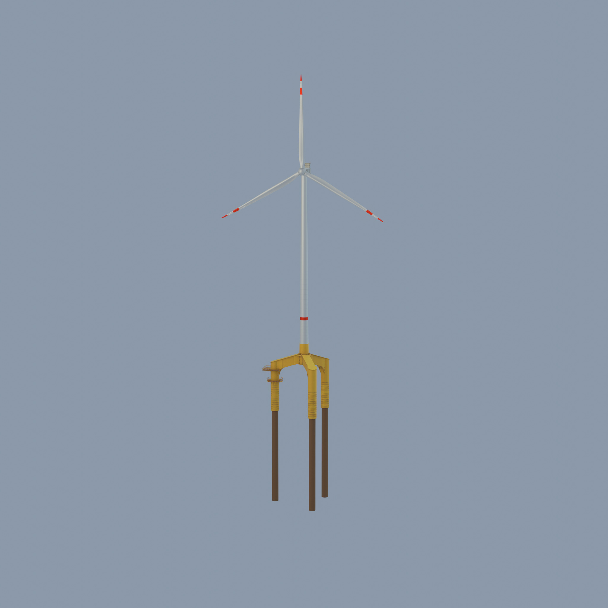 Wind turbine with Offshore Foundation V1 H-175 RD 172m animation Low-poly 3D model_43