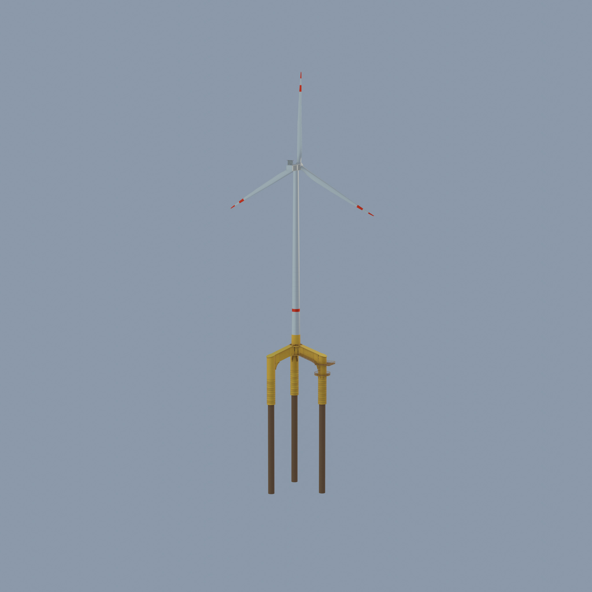 Wind turbine with Offshore Foundation V1 H-175 RD 172m animation Low-poly 3D model_40
