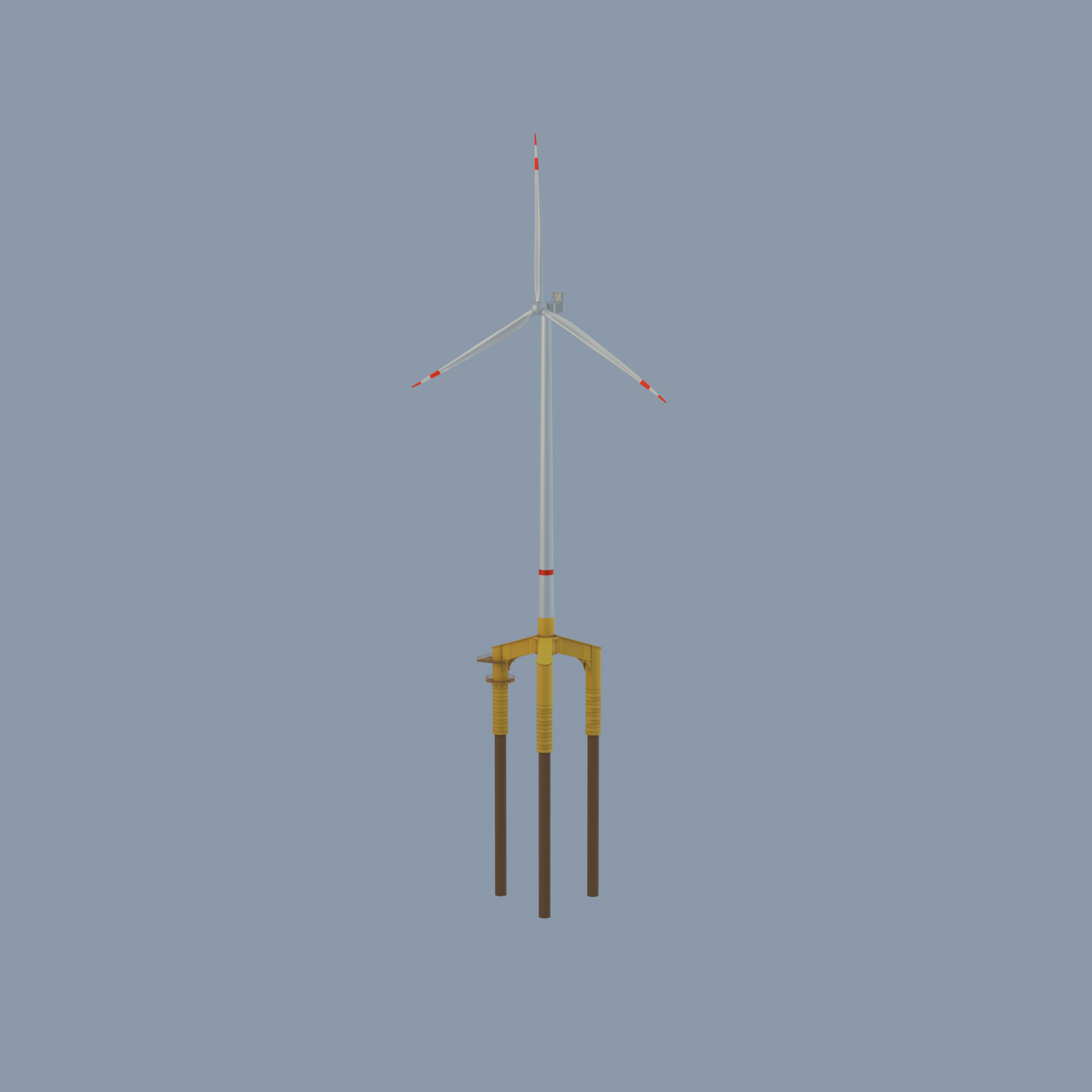 Wind turbine with Offshore Foundation V1 H-175 RD 172m animation Low-poly 3D model_66