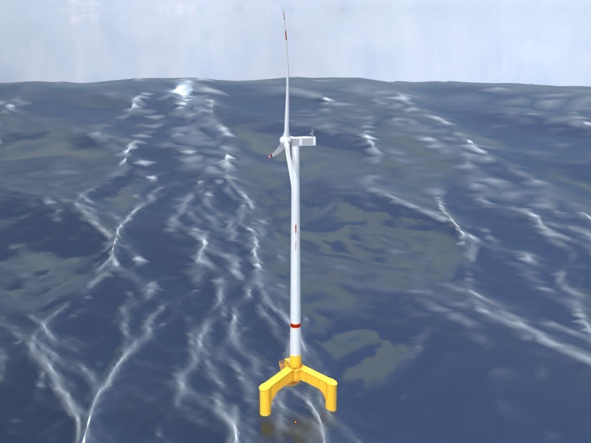 Wind turbine with Offshore Foundation V1 H-175 RD 172m animation Low-poly 3D model_18