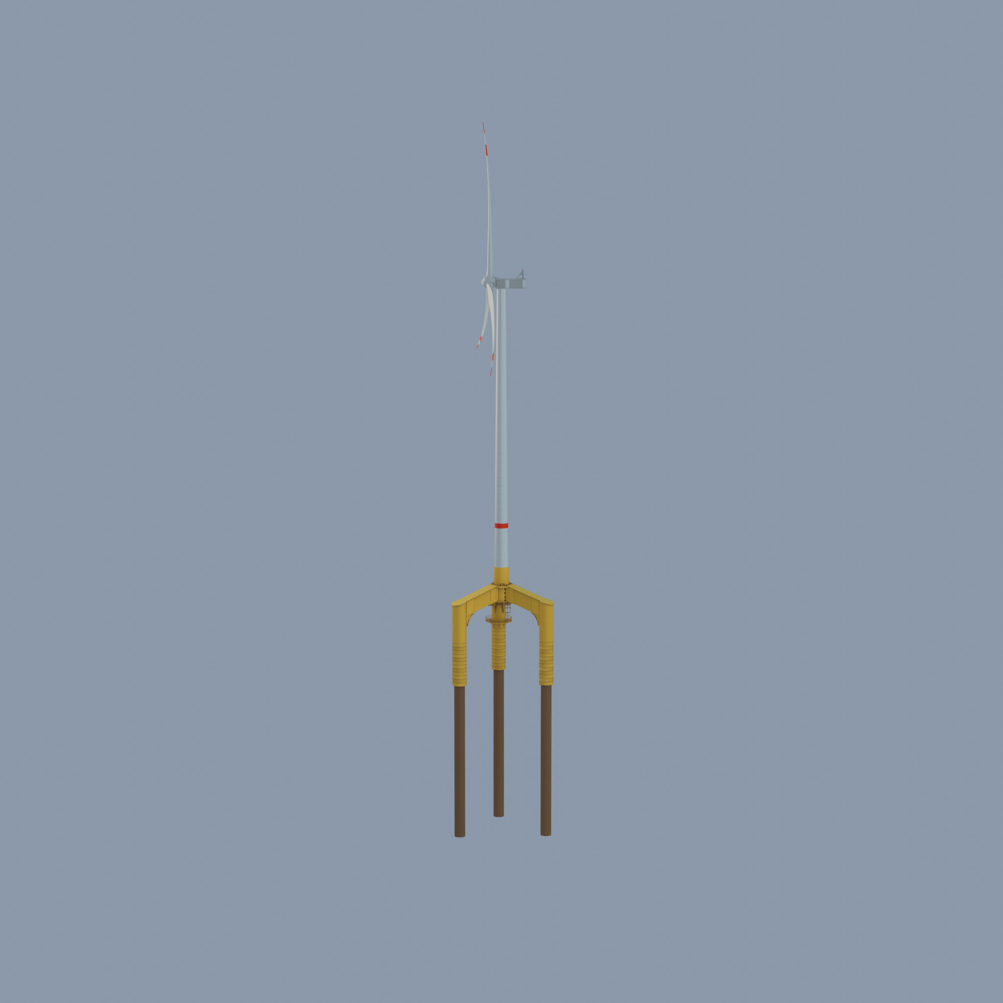 Wind turbine with Offshore Foundation V1 H-175 RD 172m animation Low-poly 3D model_24