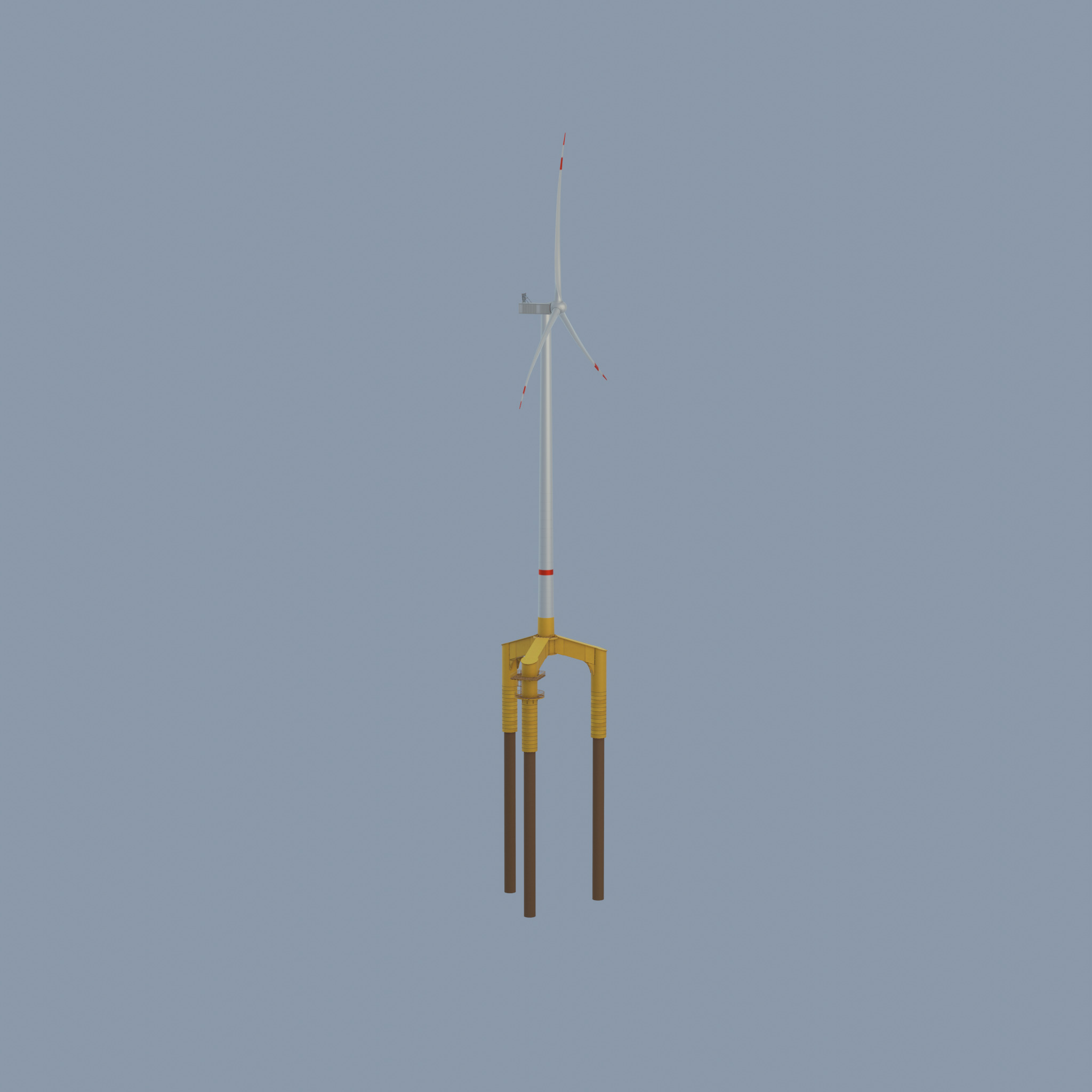 Wind turbine with Offshore Foundation V1 H-175 RD 172m animation Low-poly 3D model_51