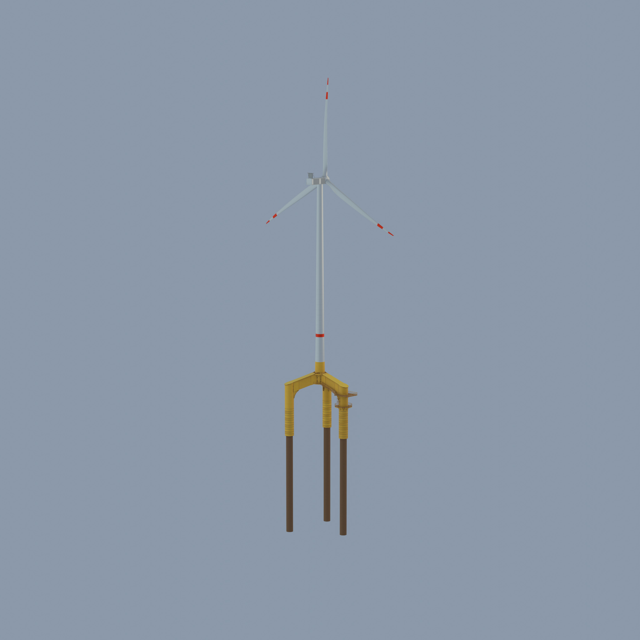 Wind turbine with Offshore Foundation V1 H-175 RD 172m animation Low-poly 3D model_42