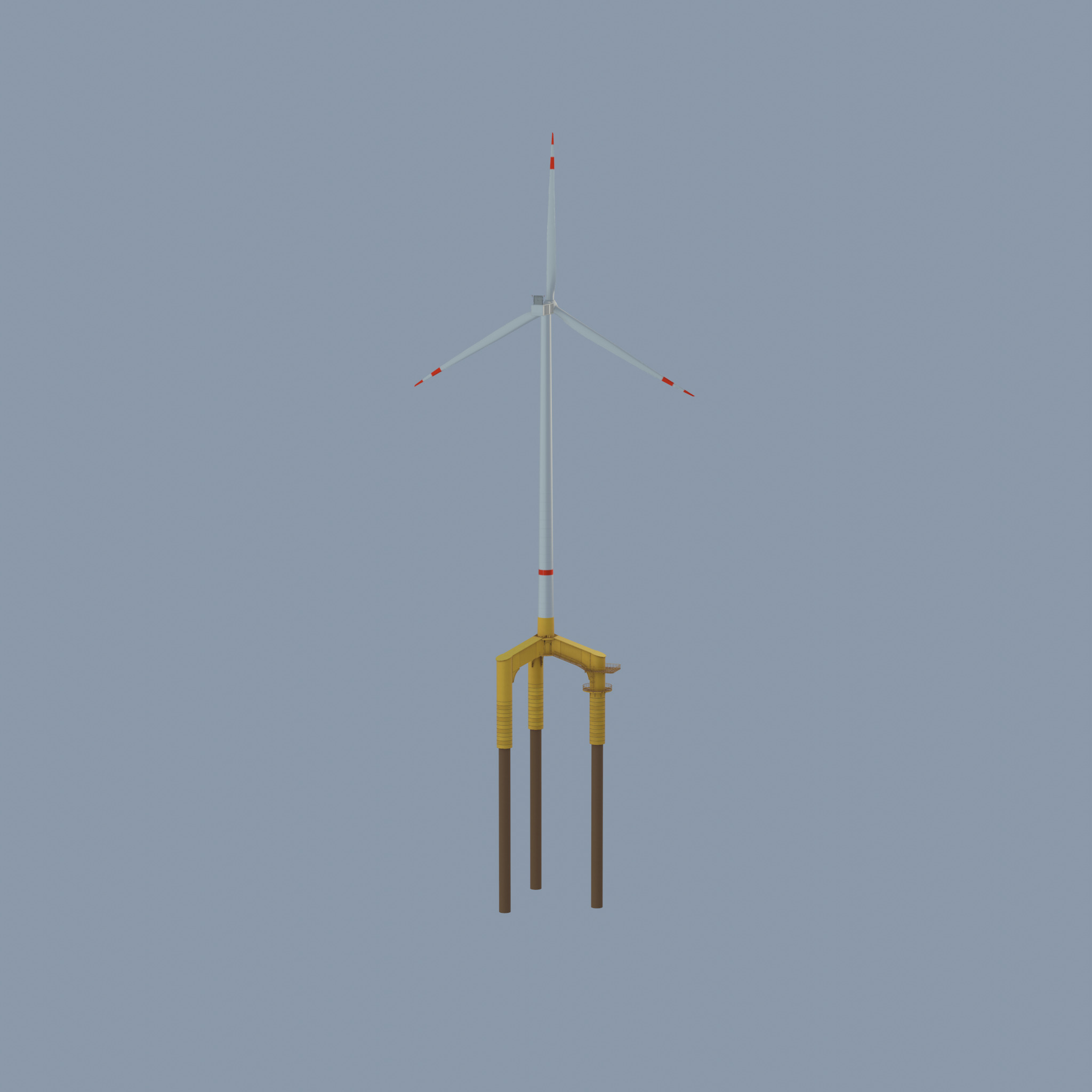 Wind turbine with Offshore Foundation V1 H-175 RD 172m animation Low-poly 3D model_39