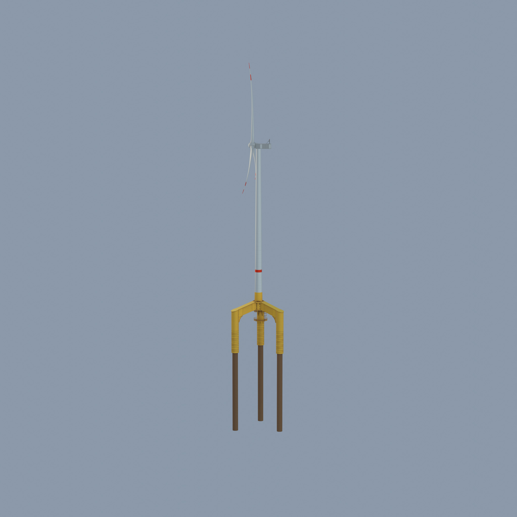 Wind turbine with Offshore Foundation V1 H-175 RD 172m animation Low-poly 3D model_25