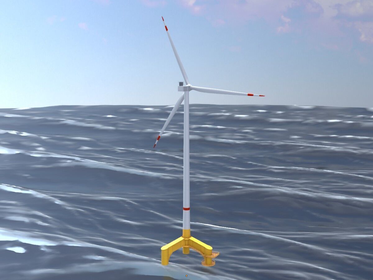 Wind turbine with Offshore Foundation V1 H-175 RD 172m animation Low-poly 3D model_15