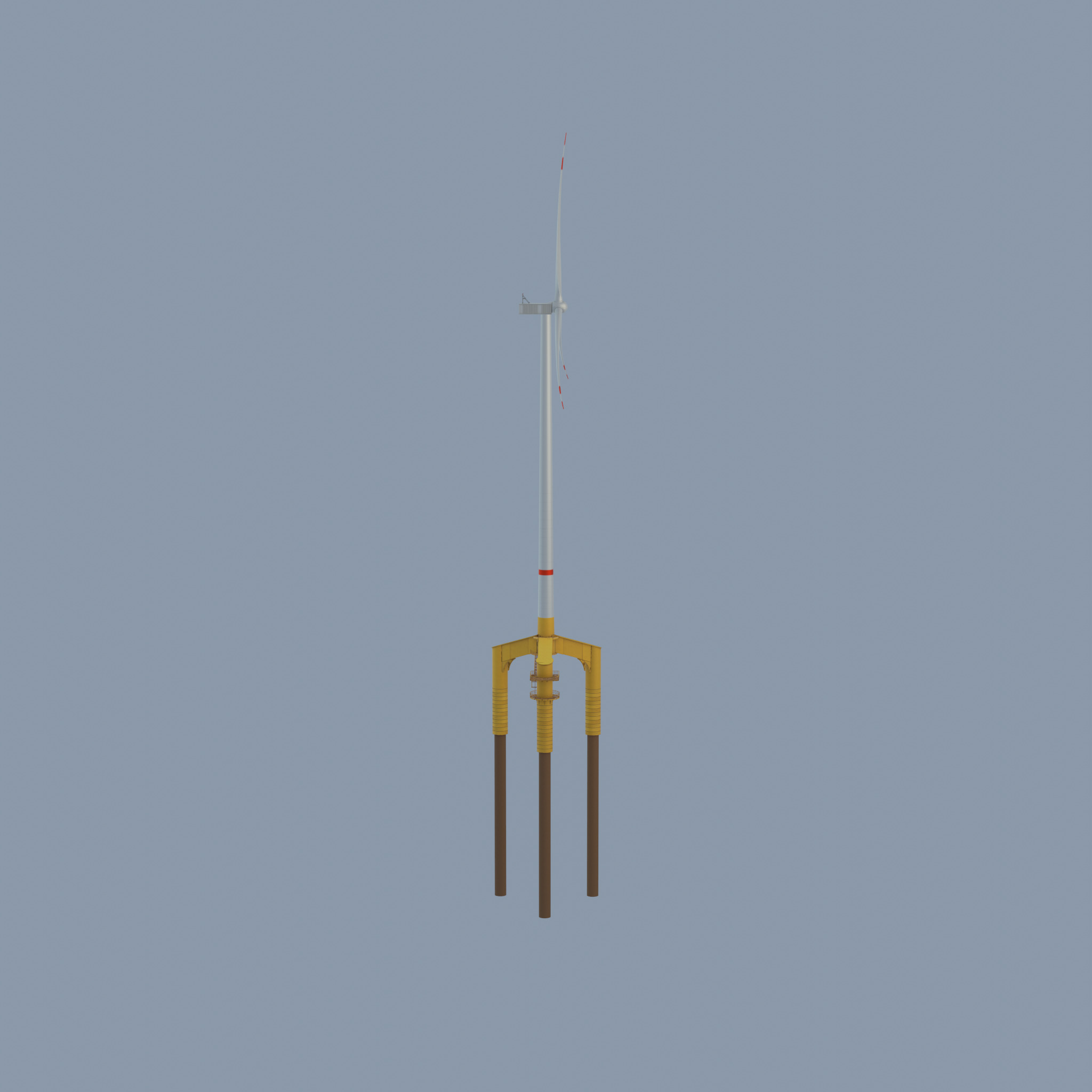 Wind turbine with Offshore Foundation V1 H-175 RD 172m animation Low-poly 3D model_49