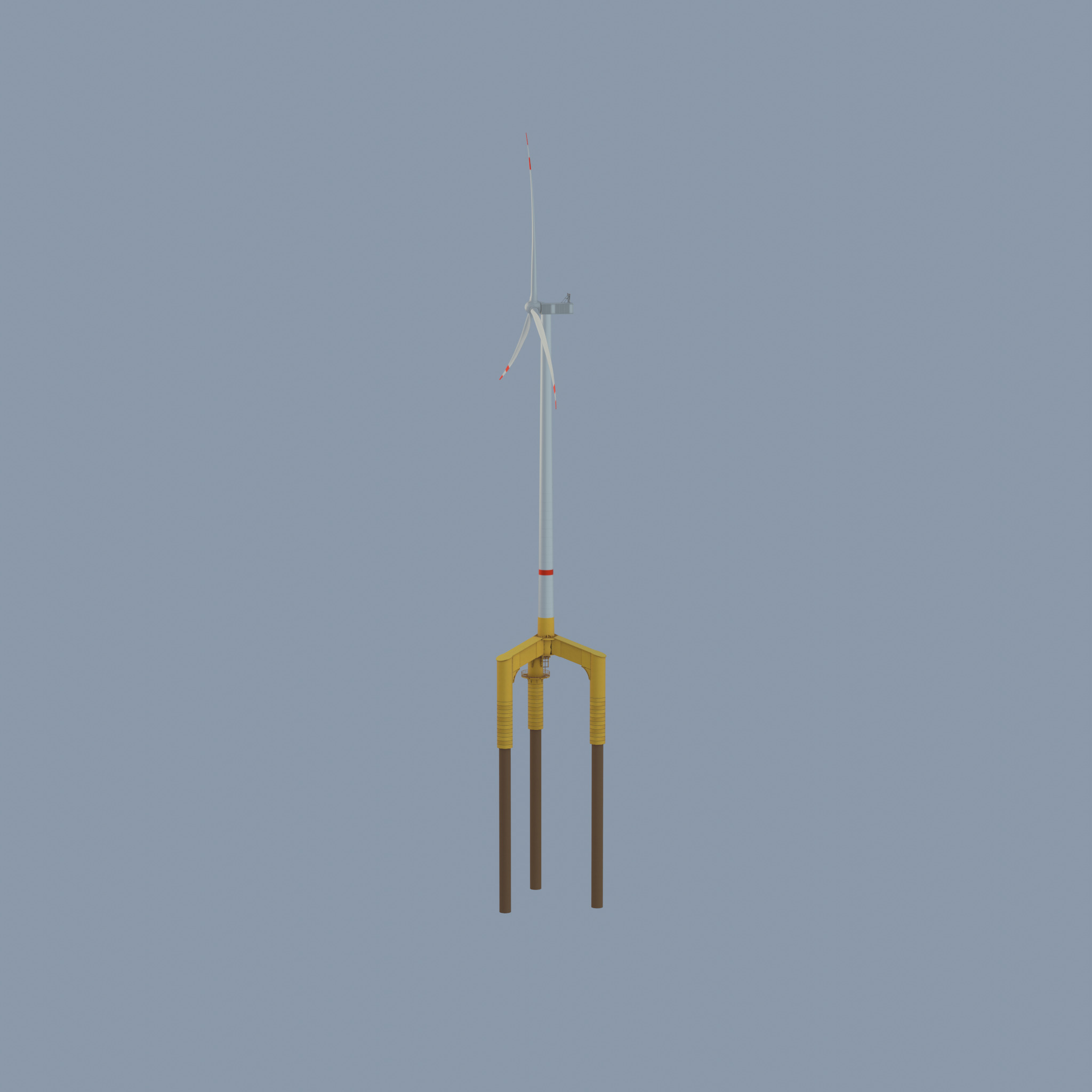 Wind turbine with Offshore Foundation V1 H-175 RD 172m animation Low-poly 3D model_23
