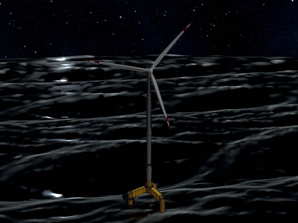 Wind turbine with Offshore Foundation V1 H-175 RD 172m animation Low-poly 3D model_8