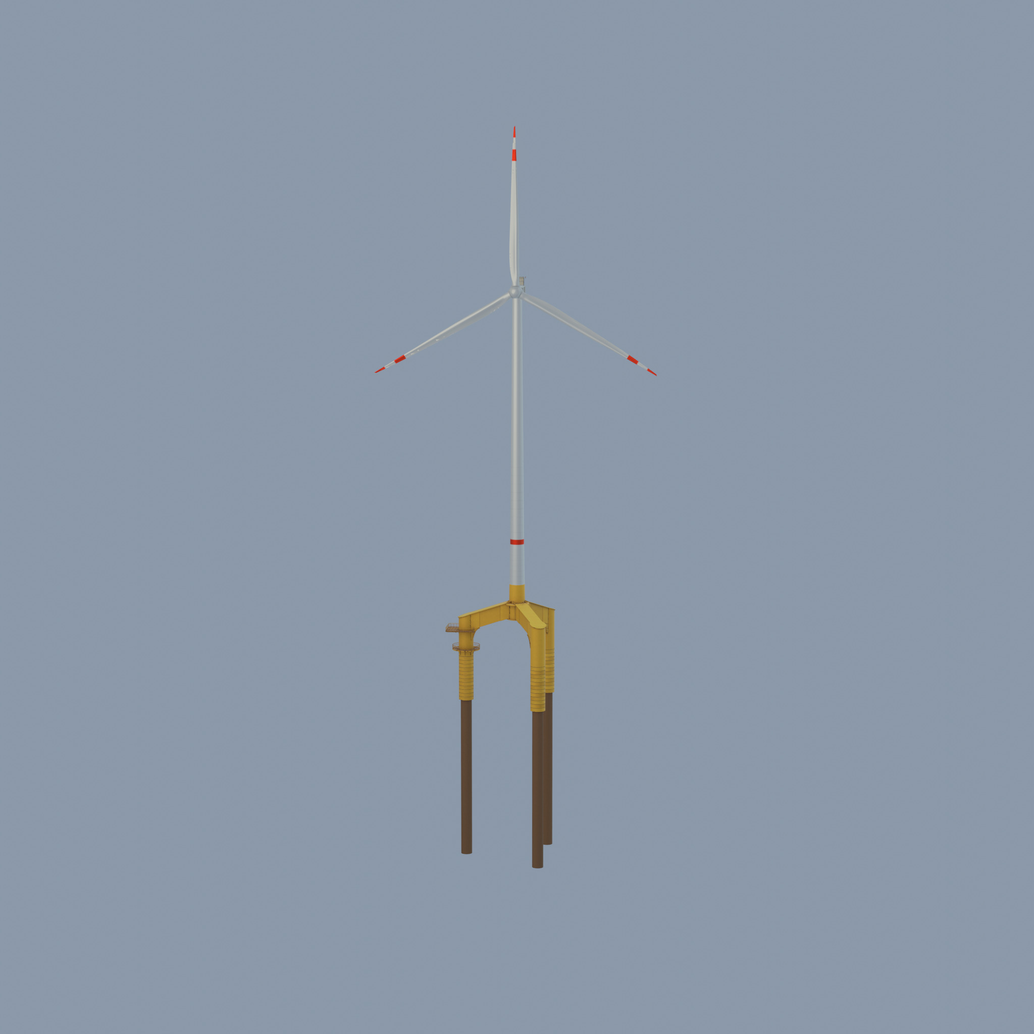 Wind turbine with Offshore Foundation V1 H-175 RD 172m animation Low-poly 3D model_32