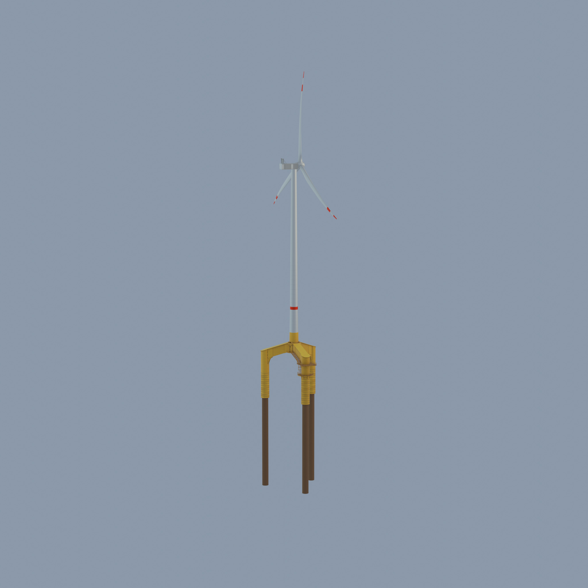 Wind turbine with Offshore Foundation V1 H-175 RD 172m animation Low-poly 3D model_46