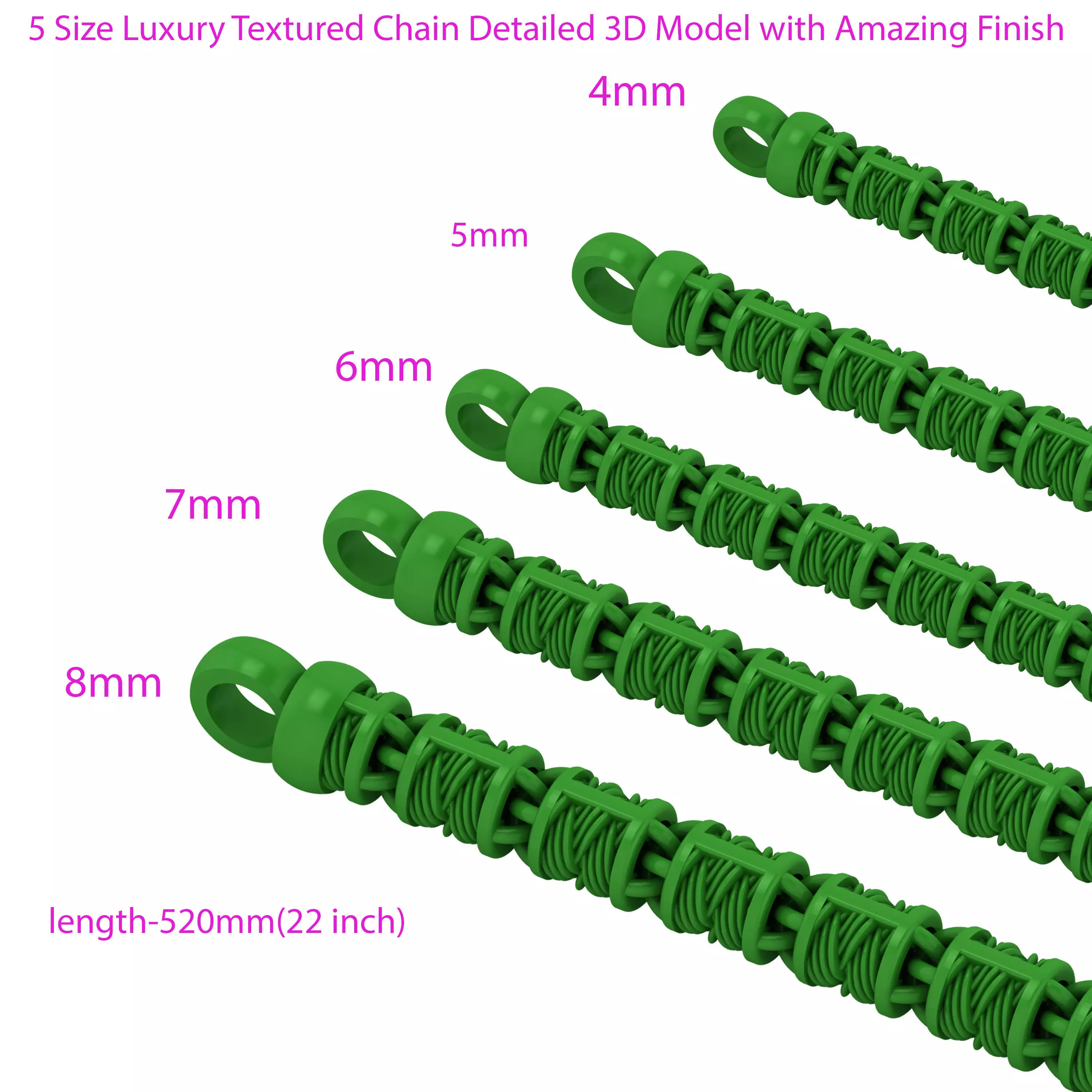 5 Size of STRICK TYPE Luxury Textured Chain Detailed  3D Model Collection_0