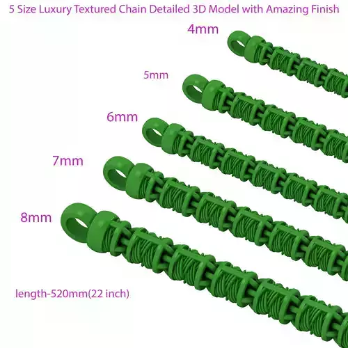 5 Size of STRICK TYPE Luxury Textured Chain Detailed  3D Model Collection