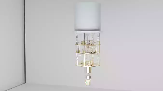 High-Detail Quantum Computer  3D Model Qubit System