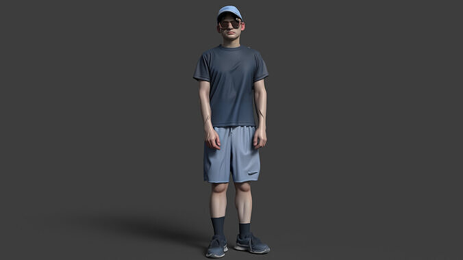 Chinese boy figure   Low-poly 3D model