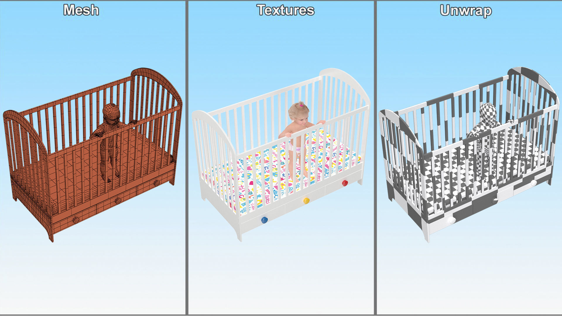 Little Girl in Bed Standing Fur 3D model_14