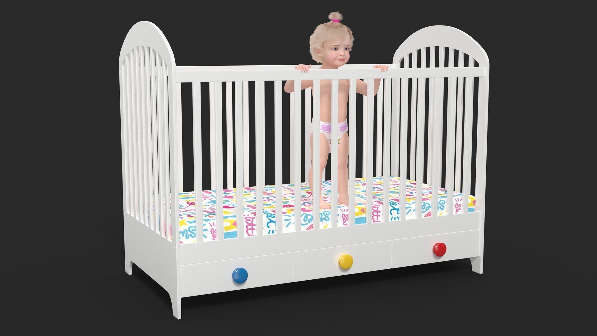 Little Girl in Bed Standing Fur 3D model_2