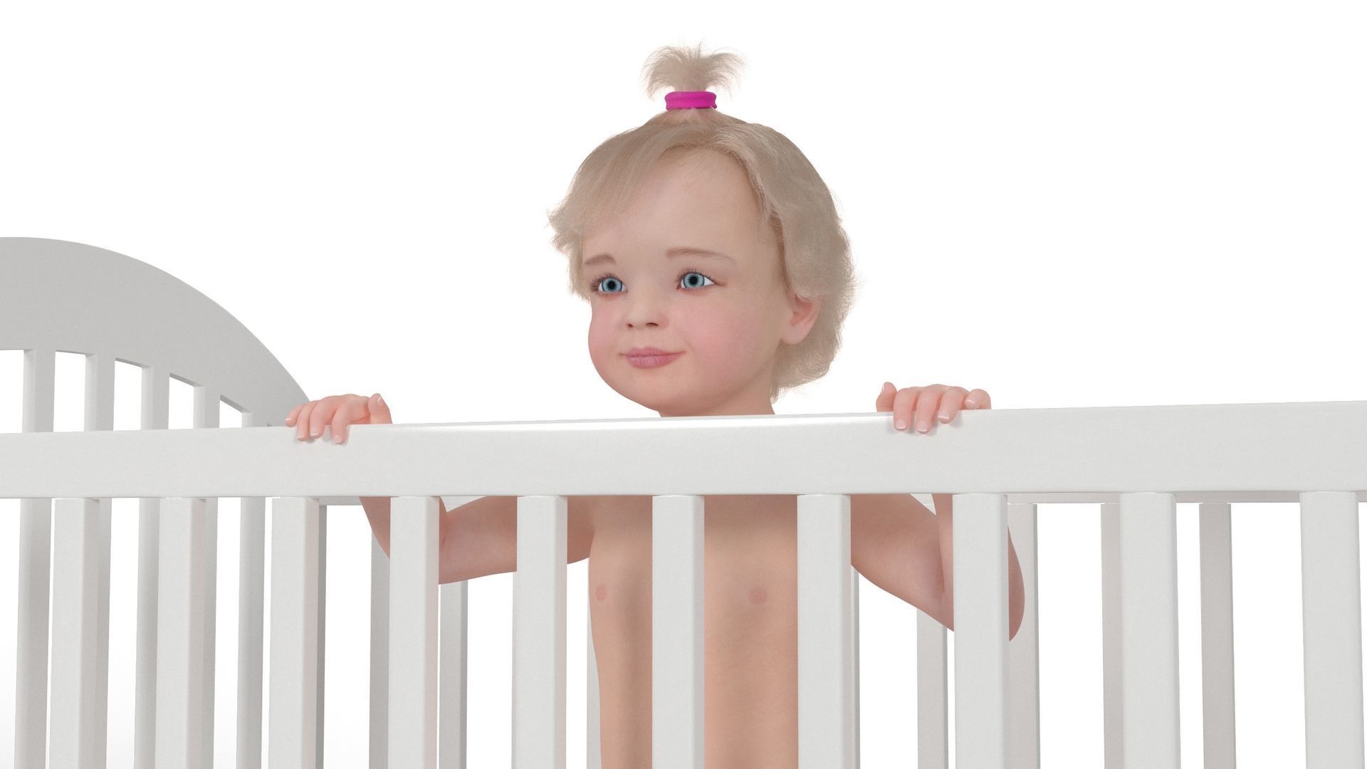 Little Girl in Bed Standing Fur 3D model_3