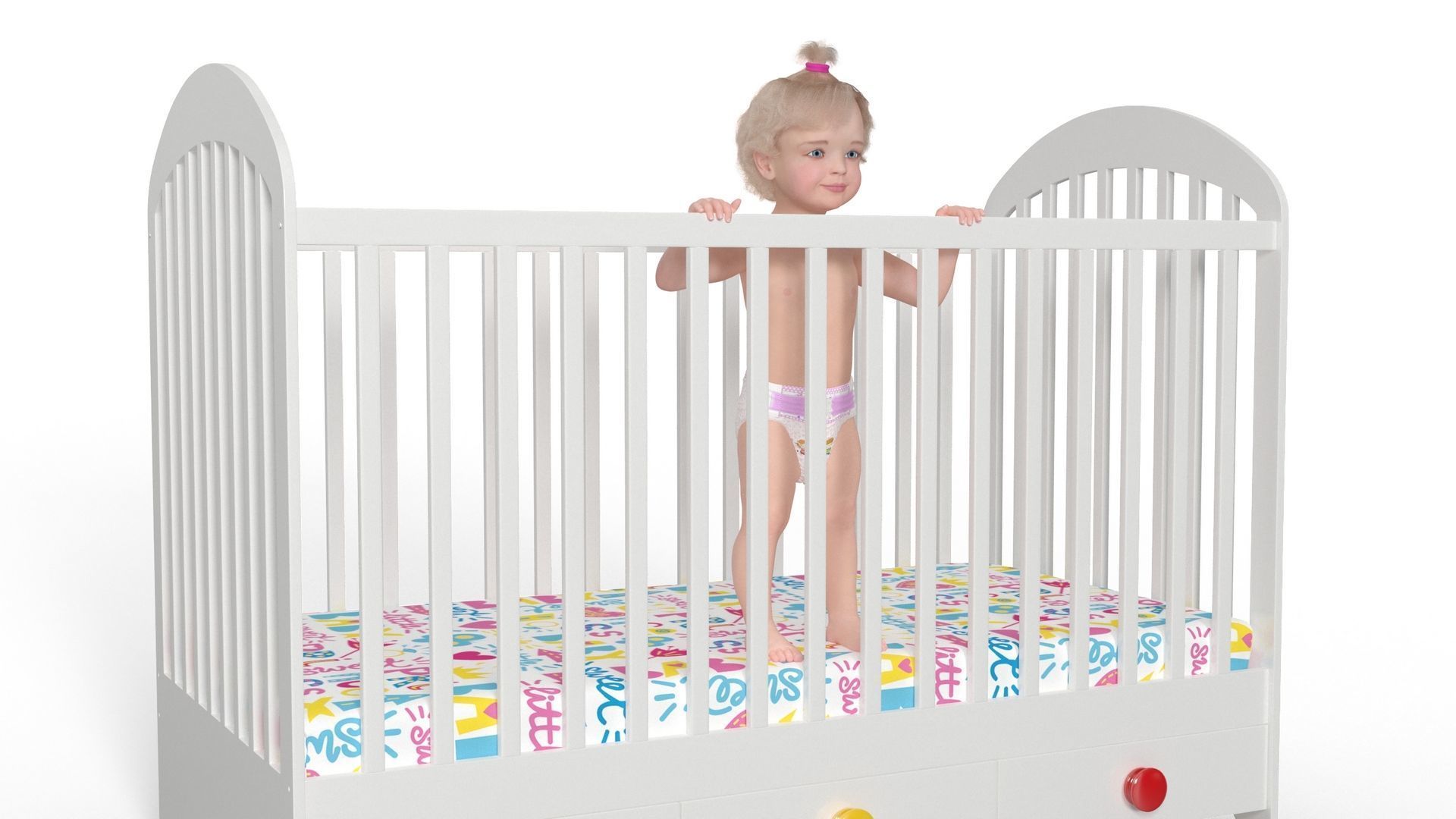 Little Girl in Bed Standing Fur 3D model_6