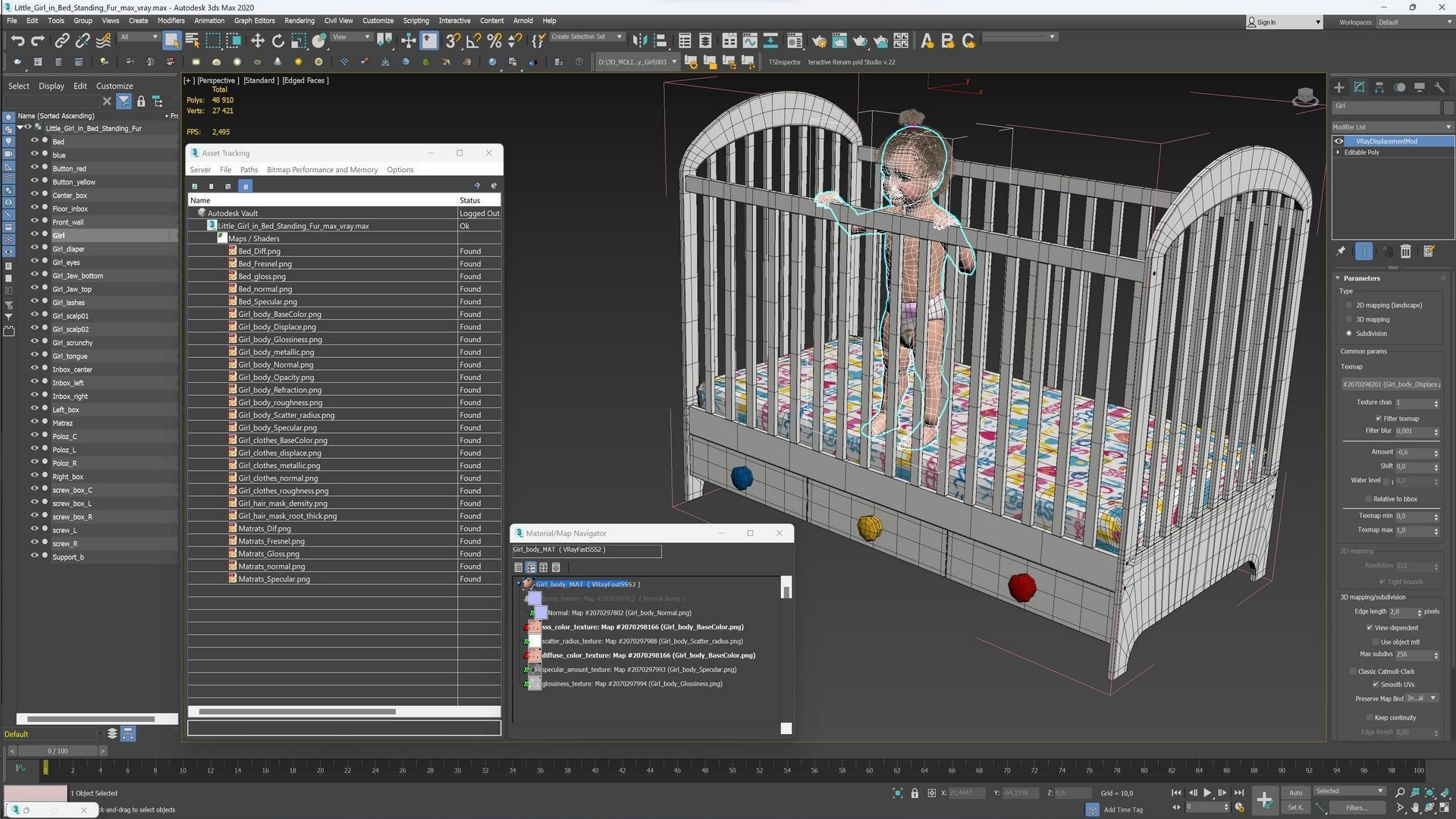 Little Girl in Bed Standing Fur 3D model_18