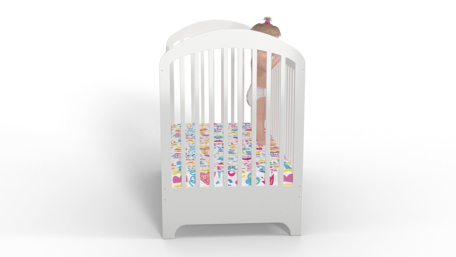 Little Girl in Bed Standing Fur 3D model_5