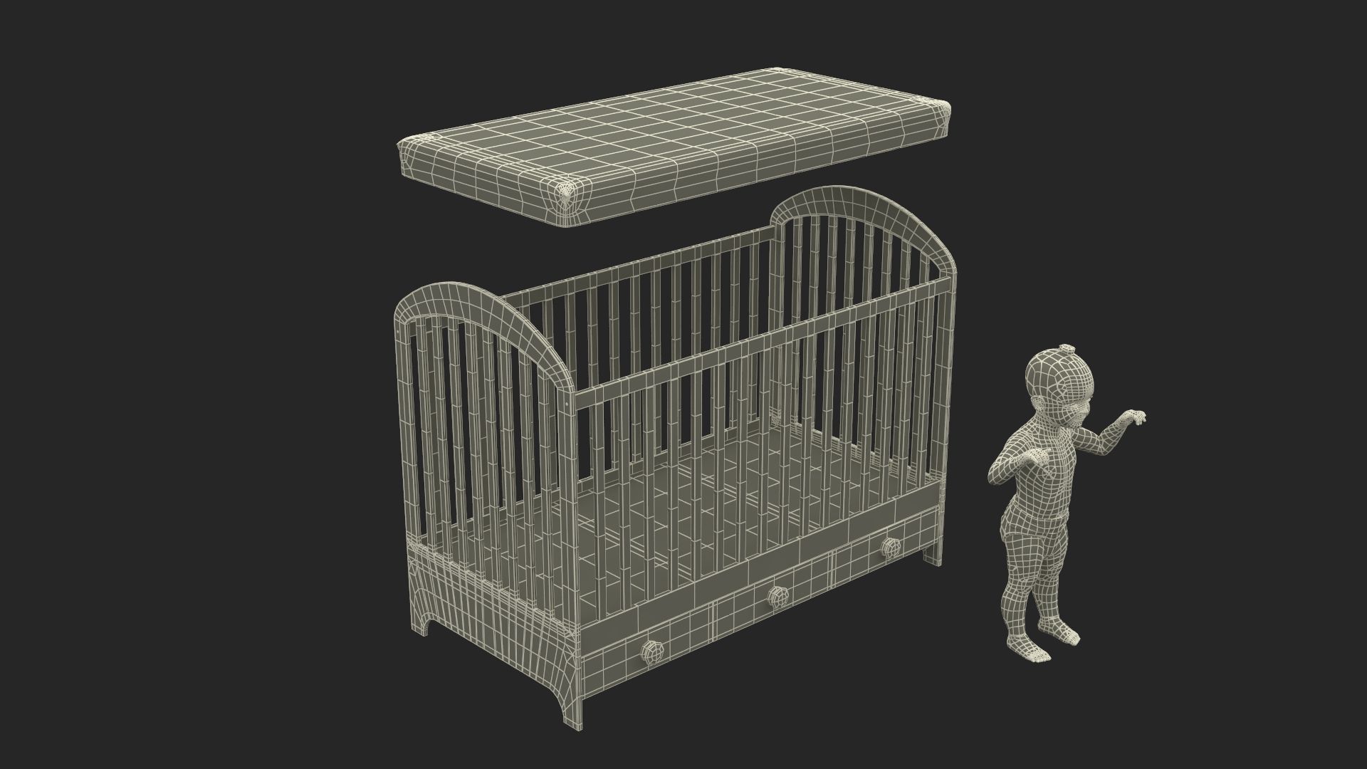 Little Girl in Bed Standing Fur 3D model_24