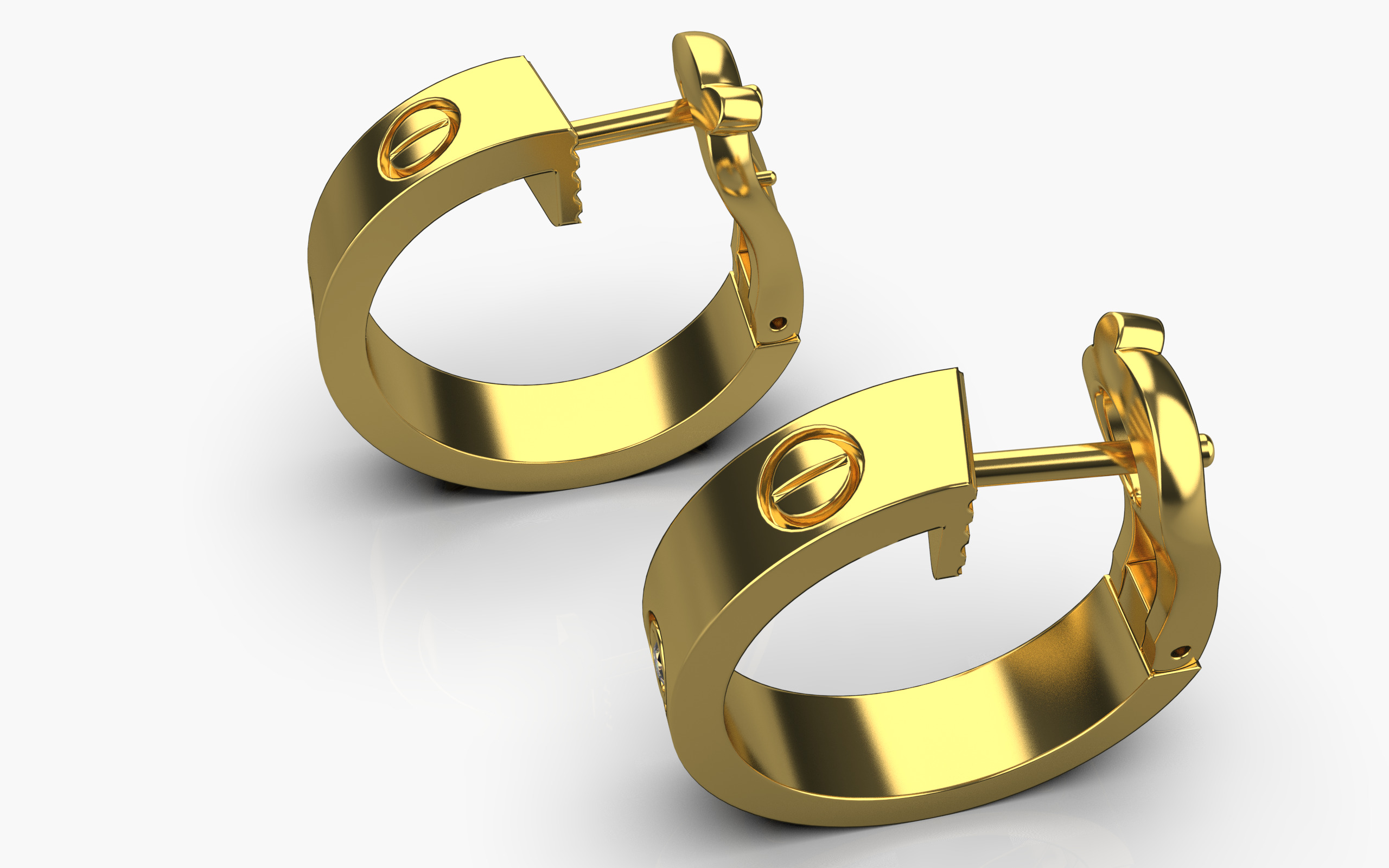 Cartier earrings 3D print model_5