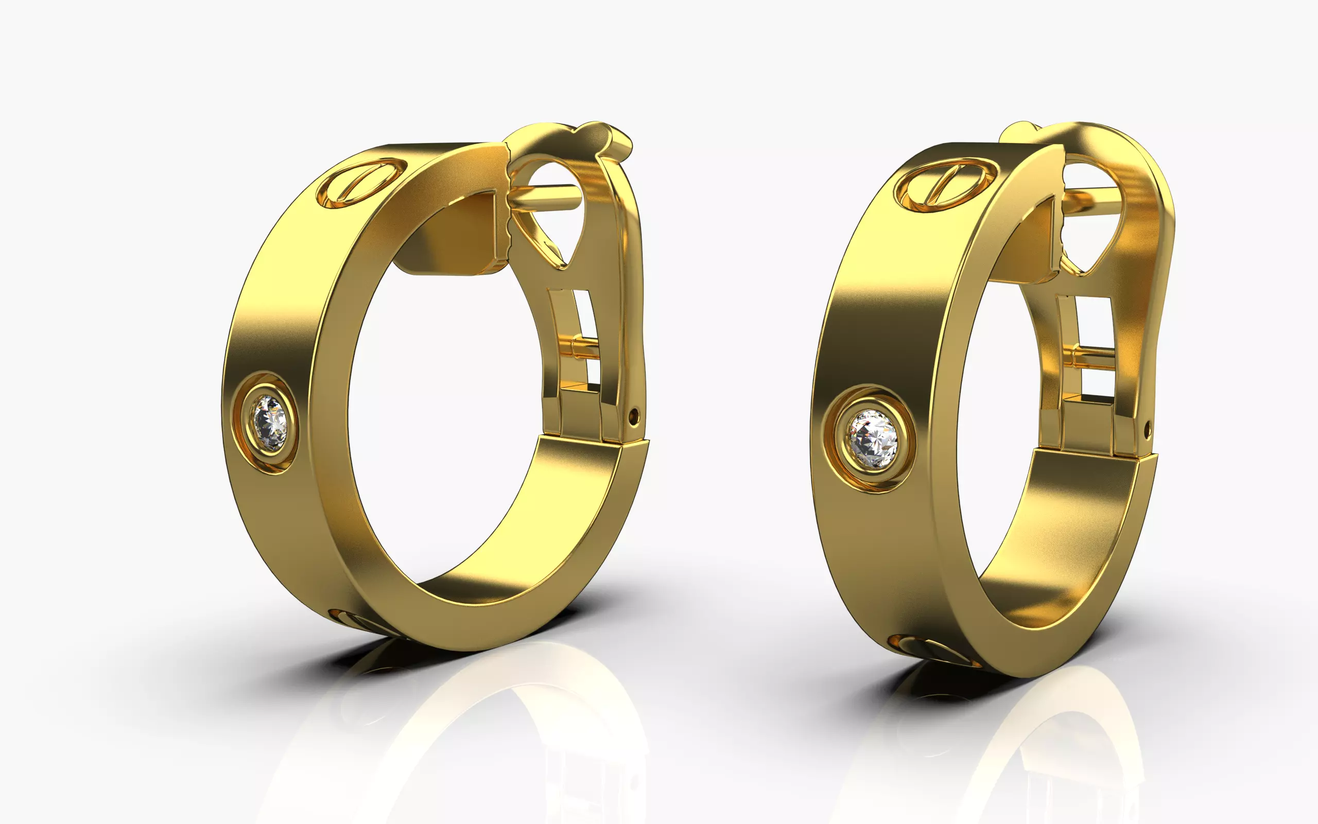 Cartier earrings 3D print model_0