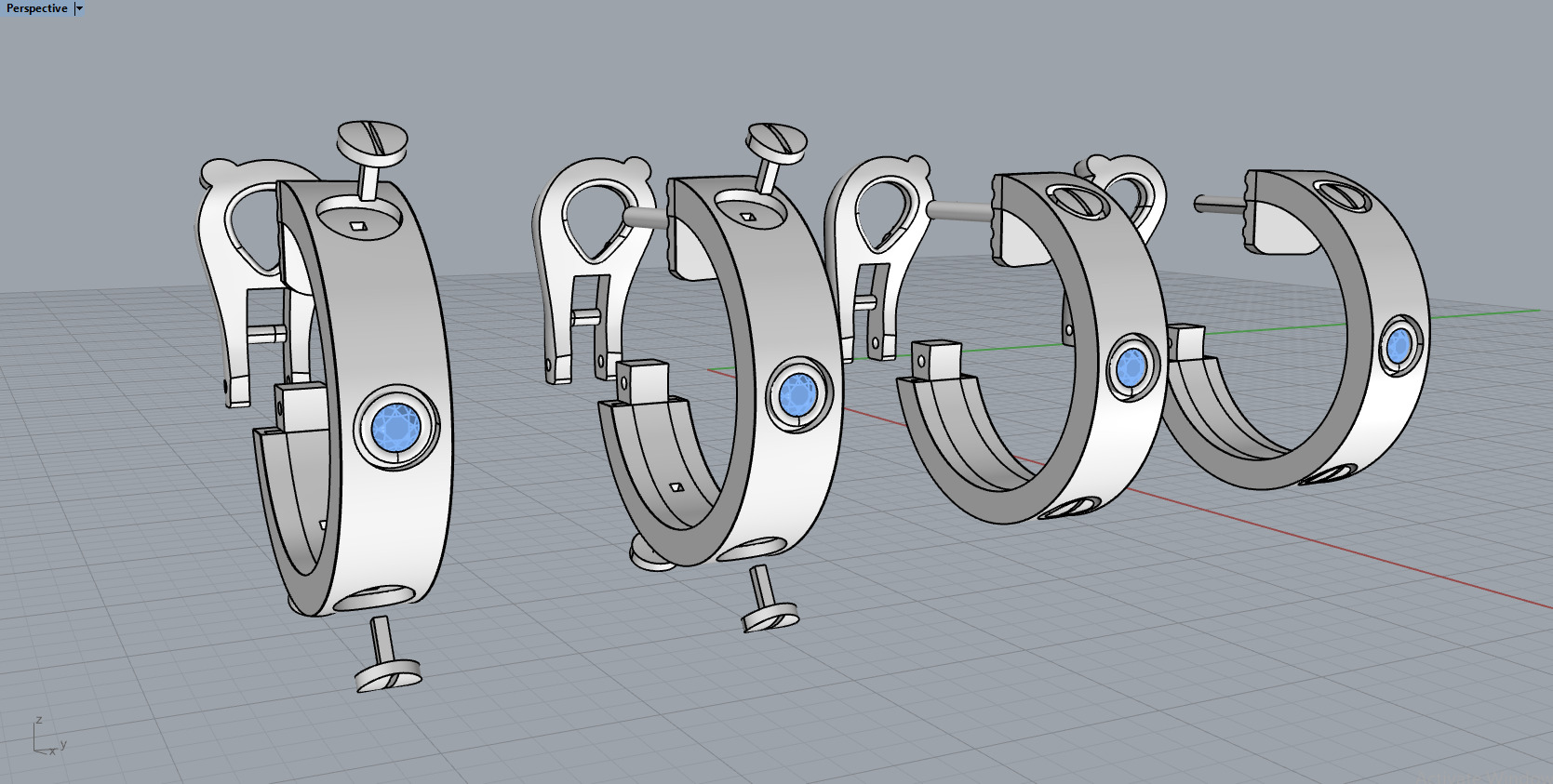 Cartier earrings 3D print model_10